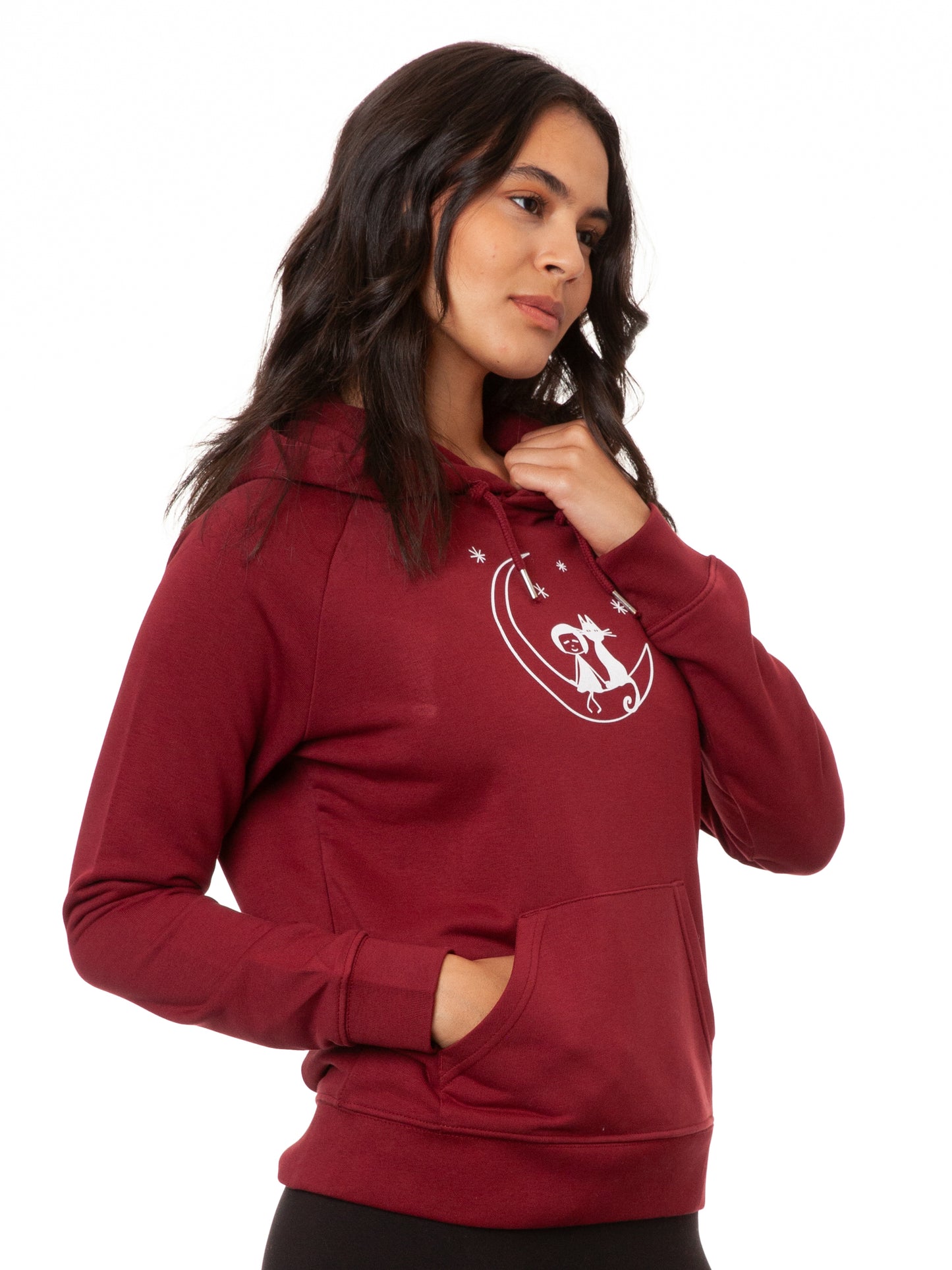 Moon Cat Hoodie burgundy