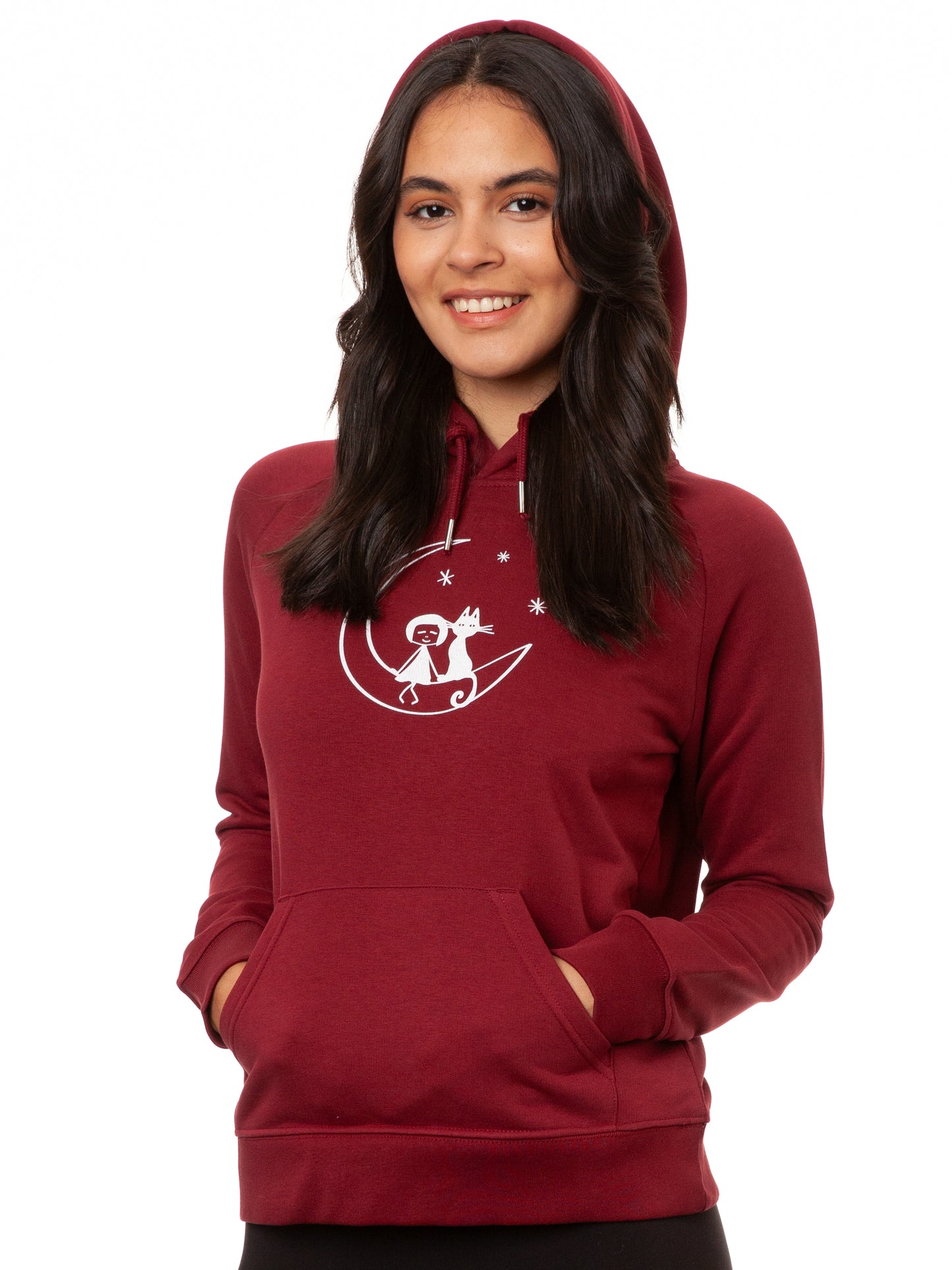 Moon Cat Hoodie burgundy