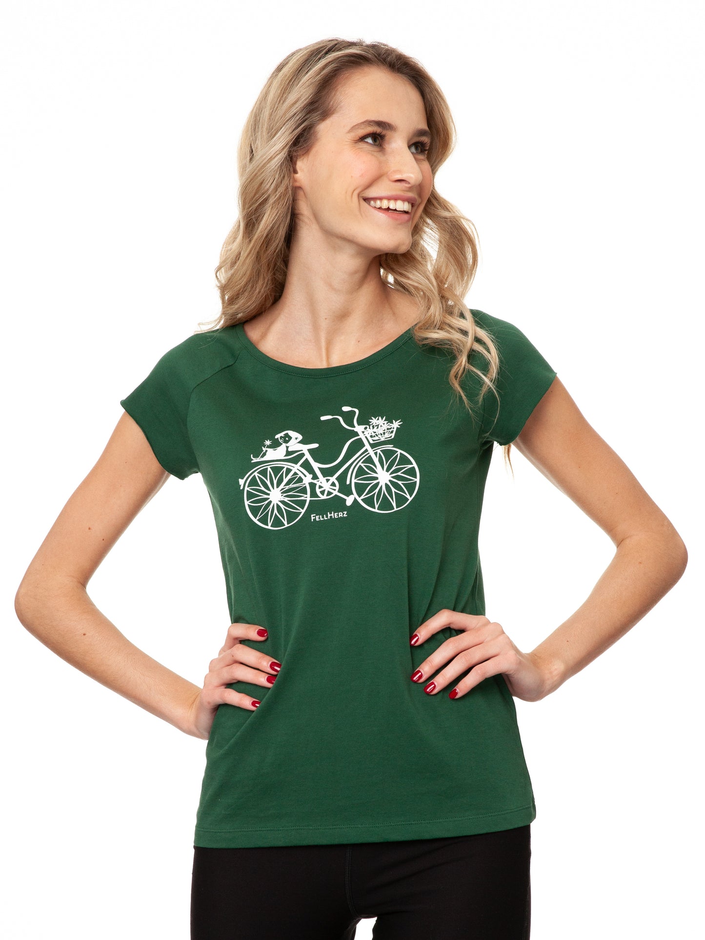 Fahrrad-Mädchen Cap Sleeve scarab green