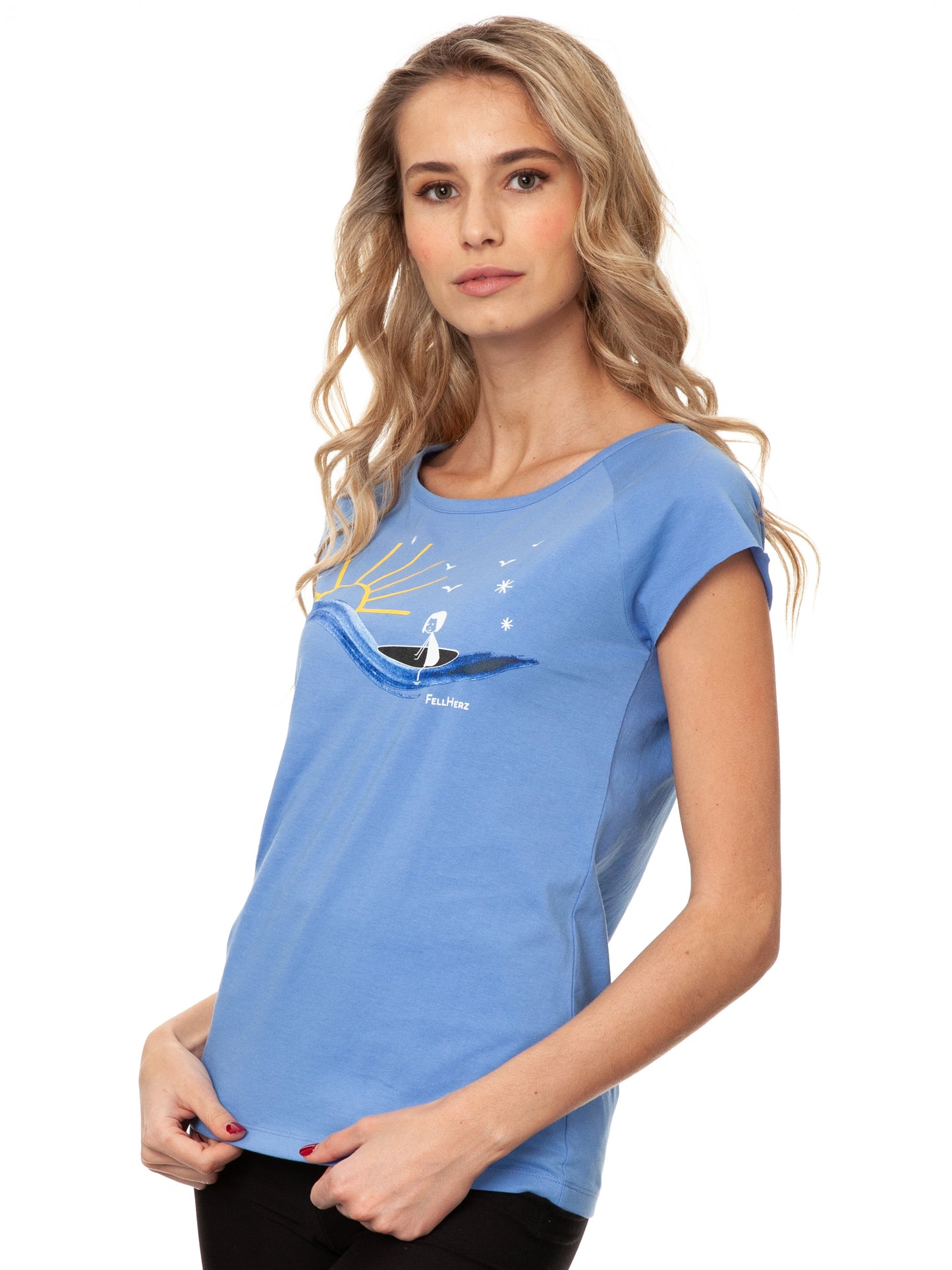 Surfing Girl Cap Sleeve cornflower