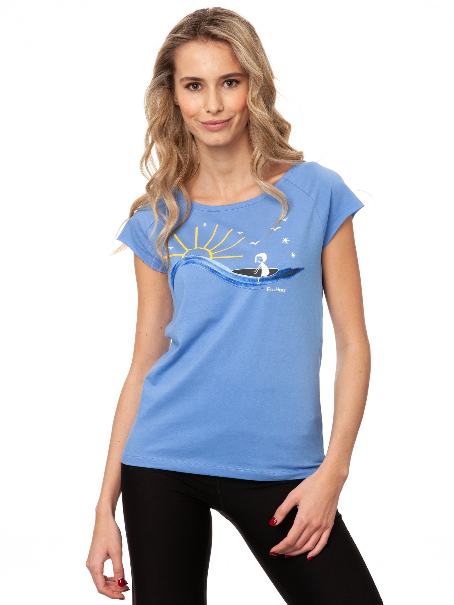 Surfing Girl Cap Sleeve cornflower