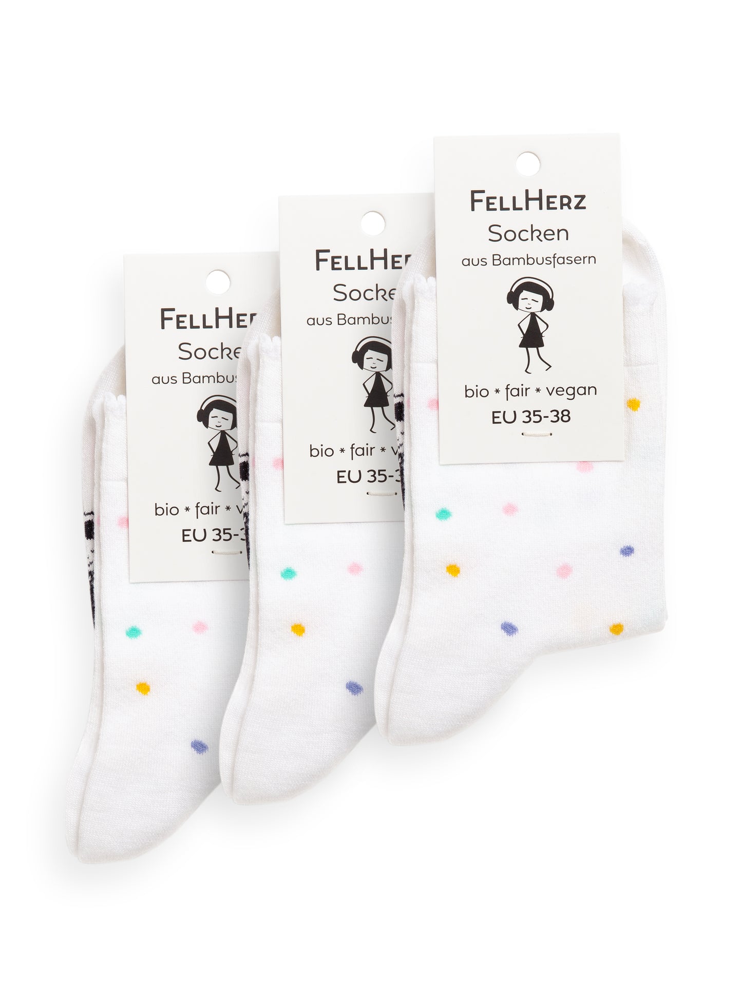 3er Pack Socken mit Viskose (aus Bambus-Cellulose) Konfetti weiß