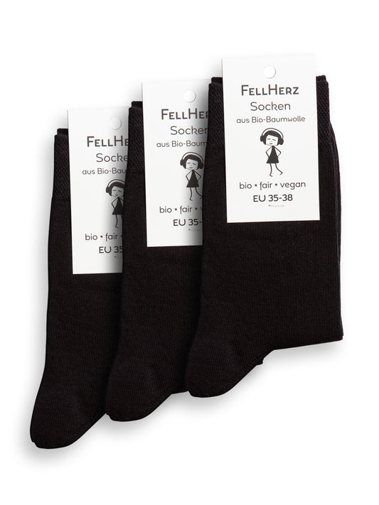 3er Pack Socken mit Bio-Baumwolle schwarz