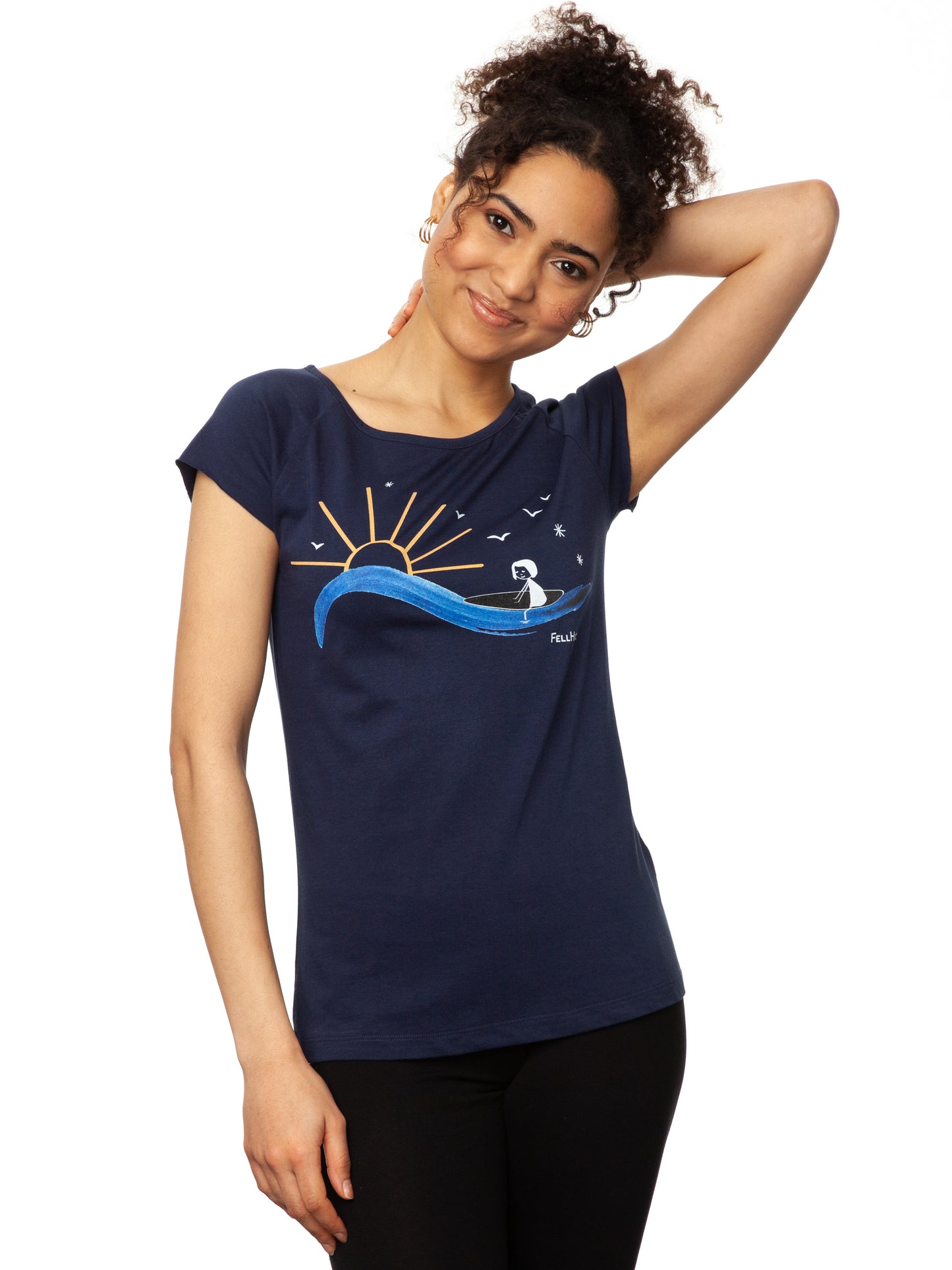 Surfing Girl Cap Sleeve midnight