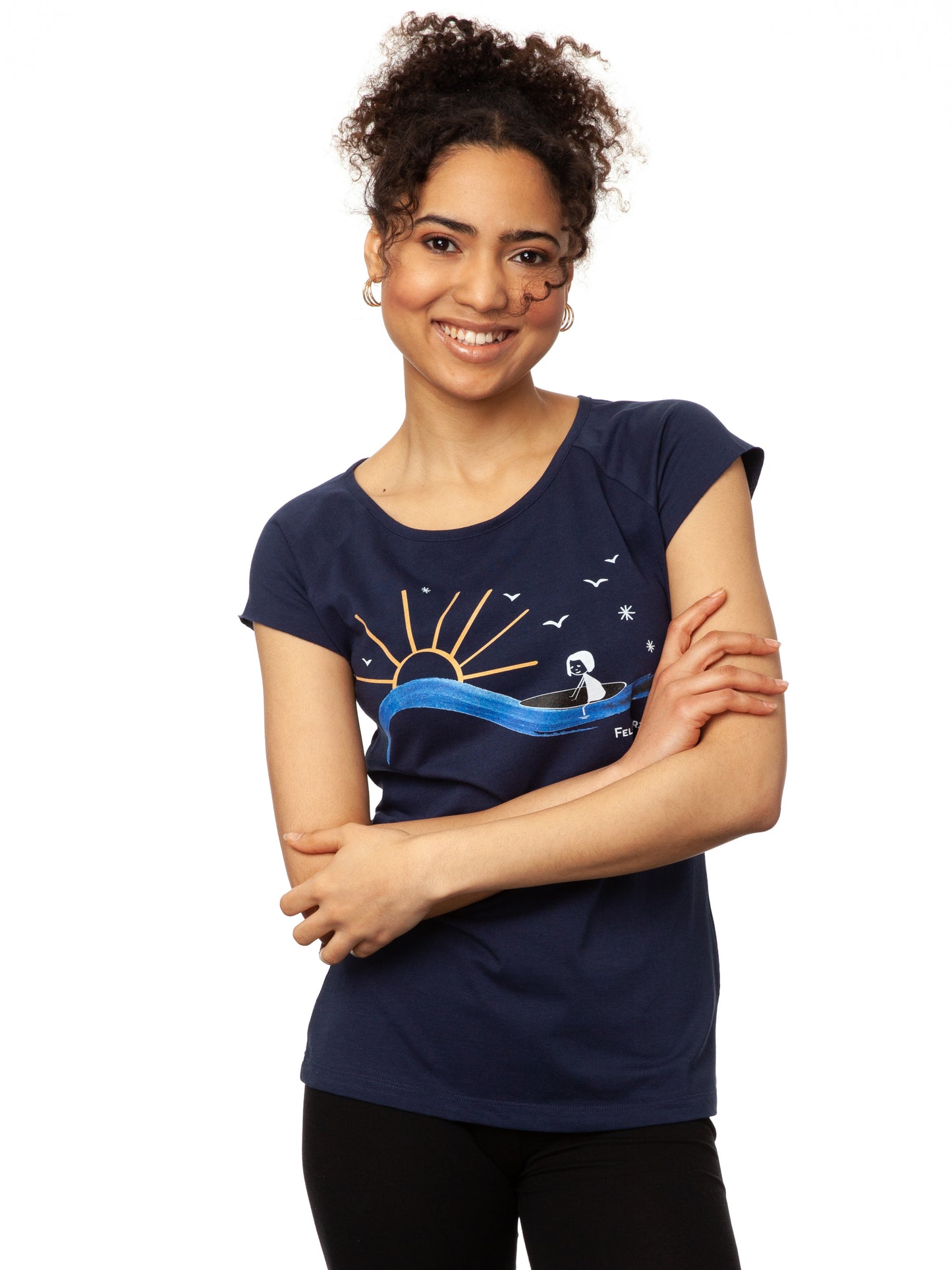 Surfing Girl Cap Sleeve midnight