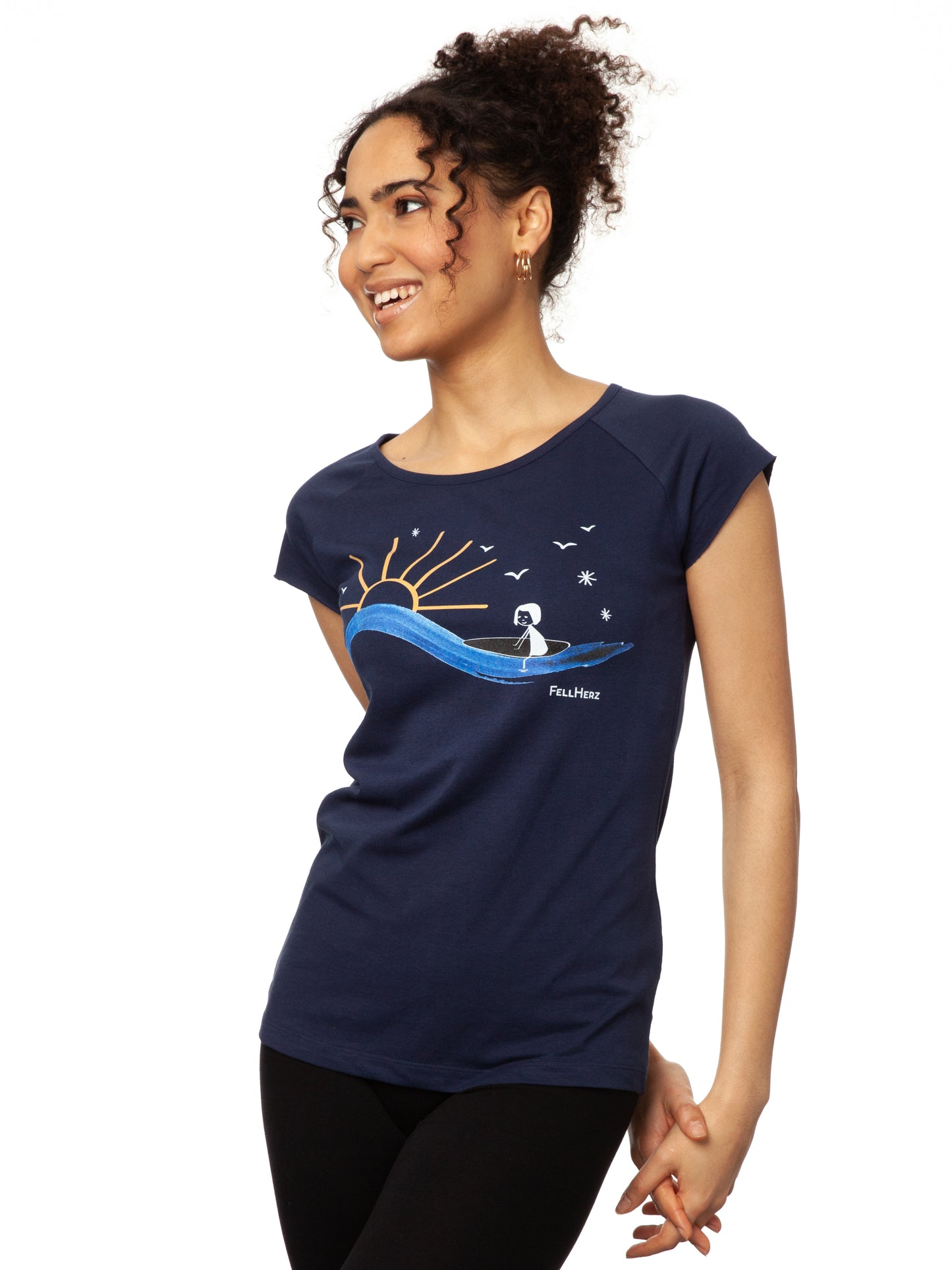 Surfing Girl Cap Sleeve midnight