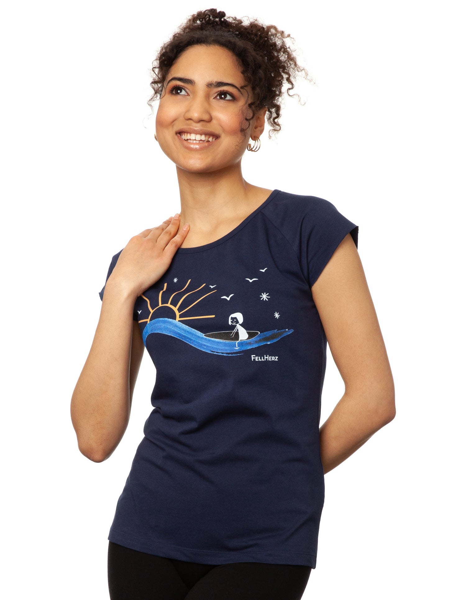 Surfing Girl Cap Sleeve midnight