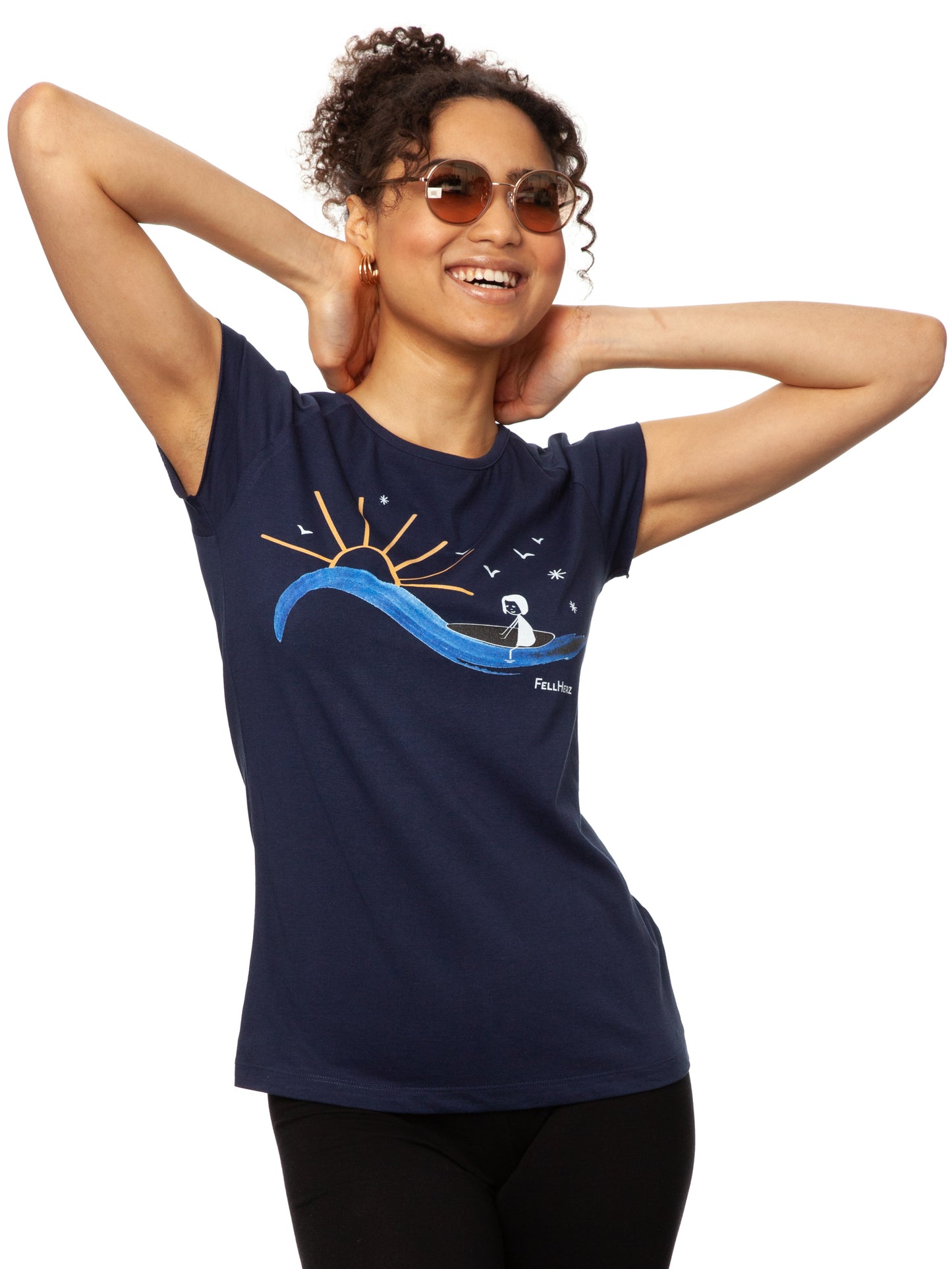 Surfing Girl Cap Sleeve midnight