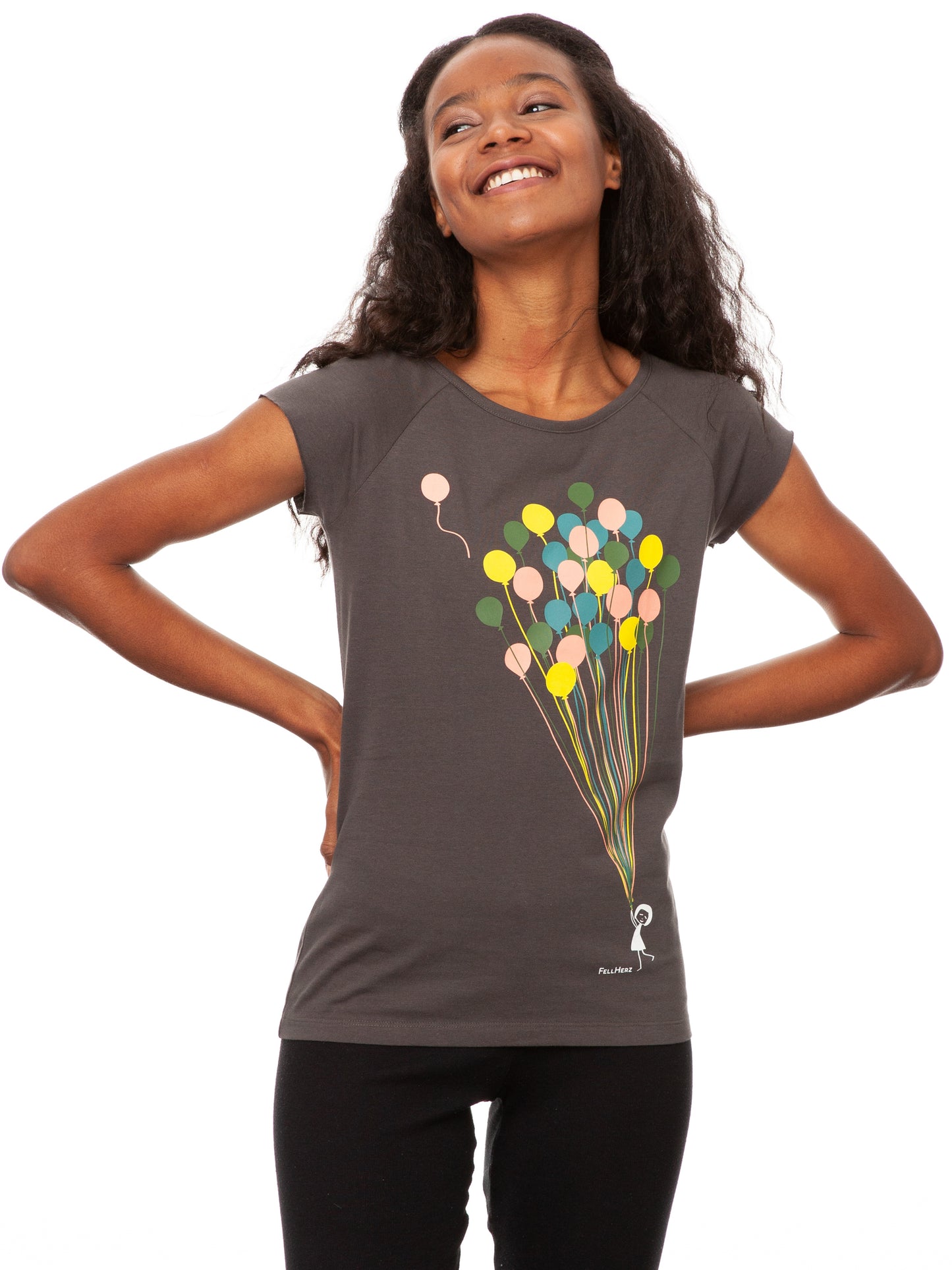 Balloons Girl Cap Sleeve dark grey