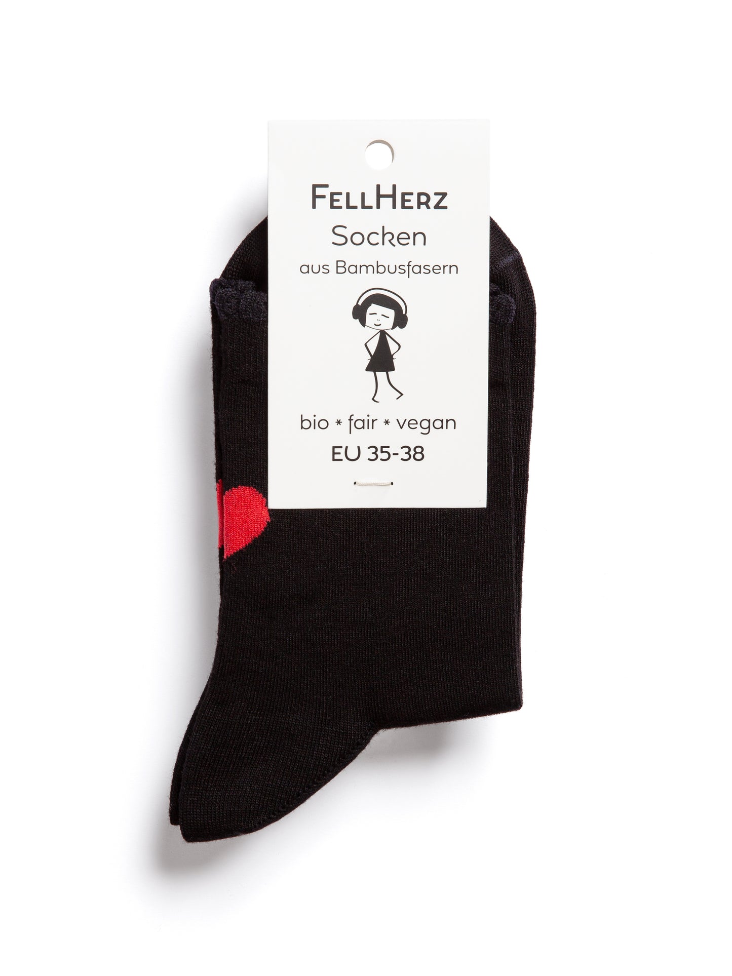 3er Pack Socken mit Viskose (aus Bambus-Cellulose) Herz schwarz