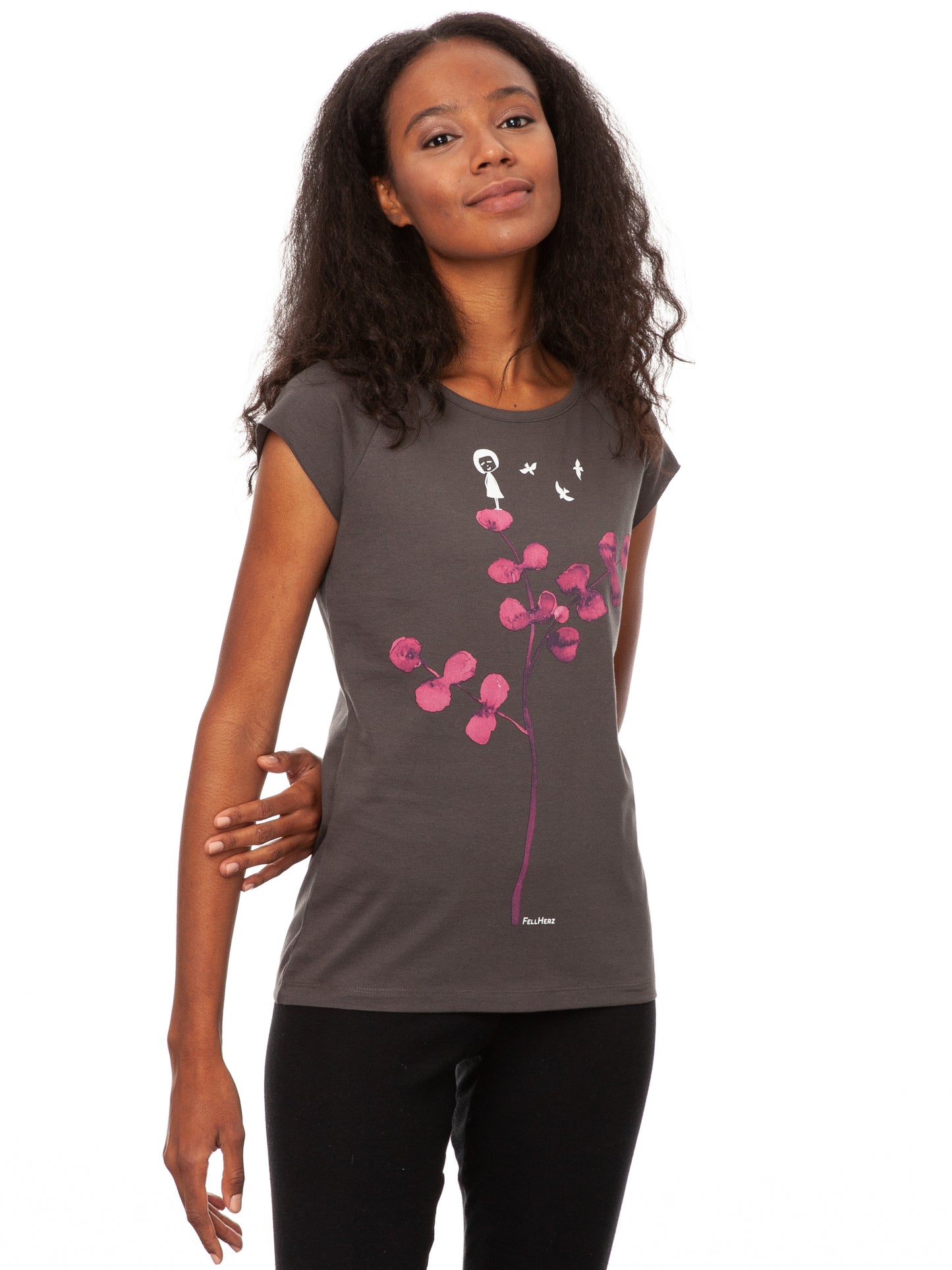 Eukalyptusmädchen Cap Sleeve dark grey