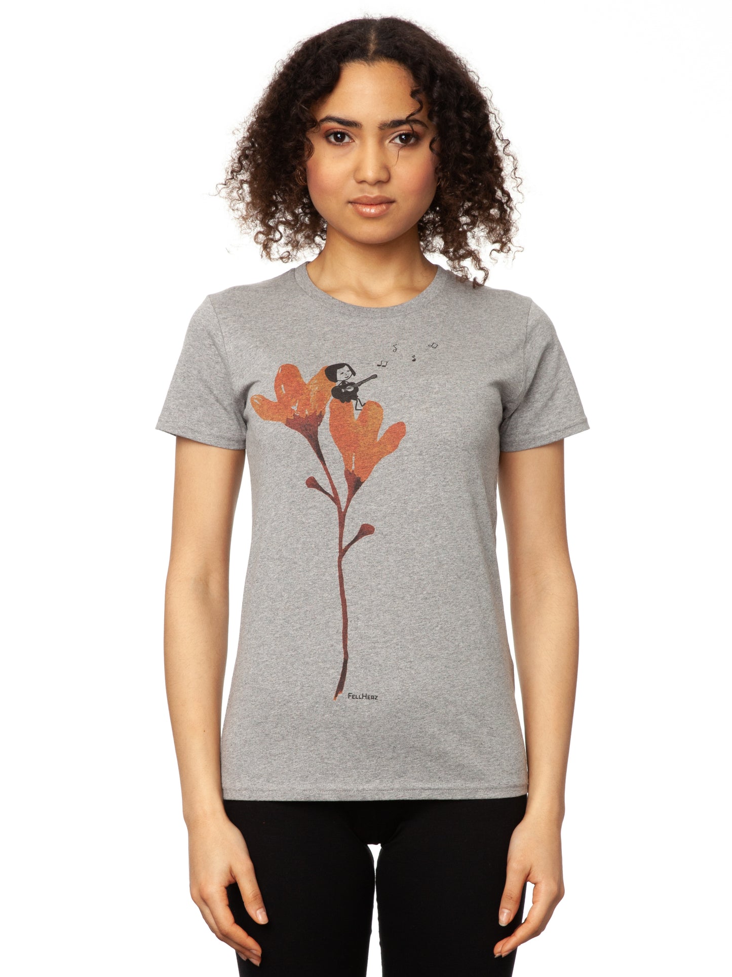 Guitar girl t-shirt melange grey
