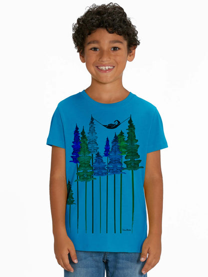 Wood Girl Kids T-Shirt azur