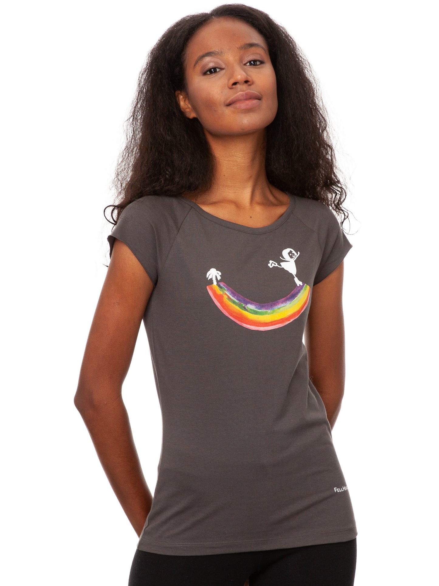 Rainbow girl Cap Sleeve dark grey