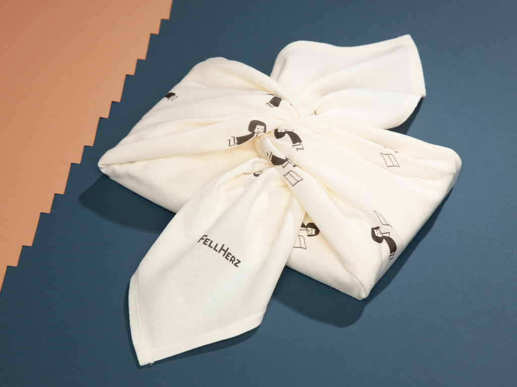 Book Girl Furoshiki white