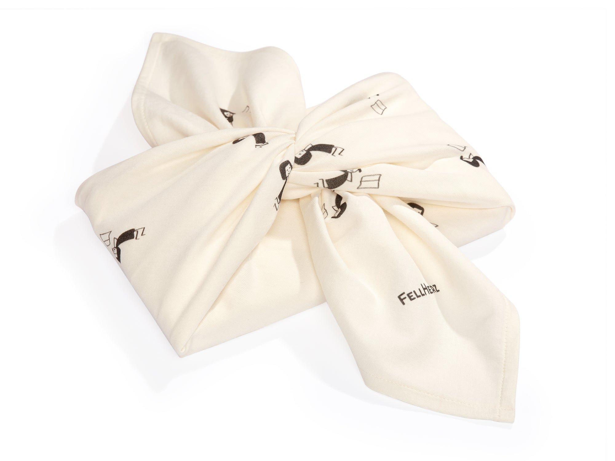 Book Girl Furoshiki white