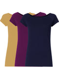 3er Mix-Bundle: drei Damen Cap Sleeve T-Shirts aus 100% Bio-Baumwolle in Clay, Berry und Midnight