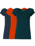 3er Mix-Bundle: drei Damen Cap Sleeve T-Shirts aus 100% Bio-Baumwolle in Thundercloud, Deep Teal und Koi Orange