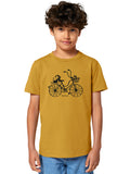Fahrrad-Mädchen Kinder T-Shirt senf