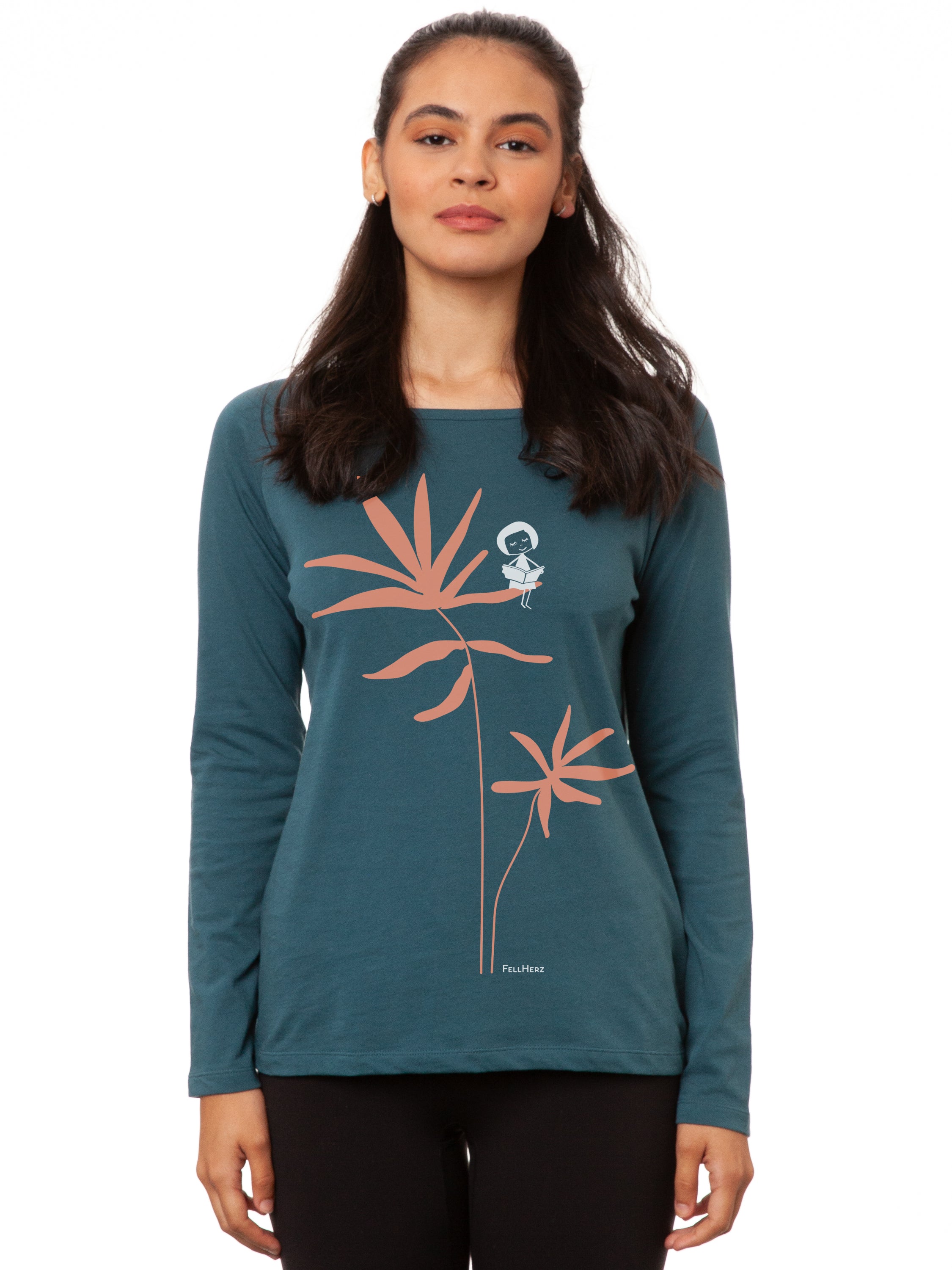Raglan Longsleeve Lesepalme atlantic teal