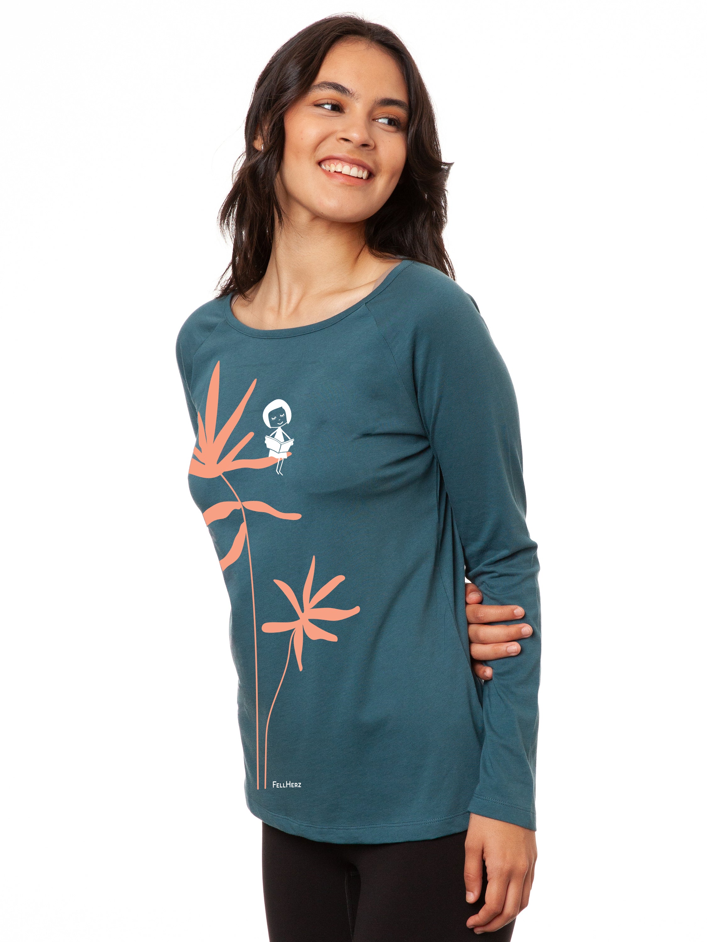 Raglan Longsleeve Lesepalme atlantic teal