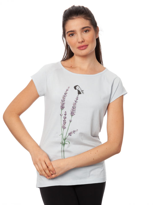 Saxophone girl cap sleeve sky blue