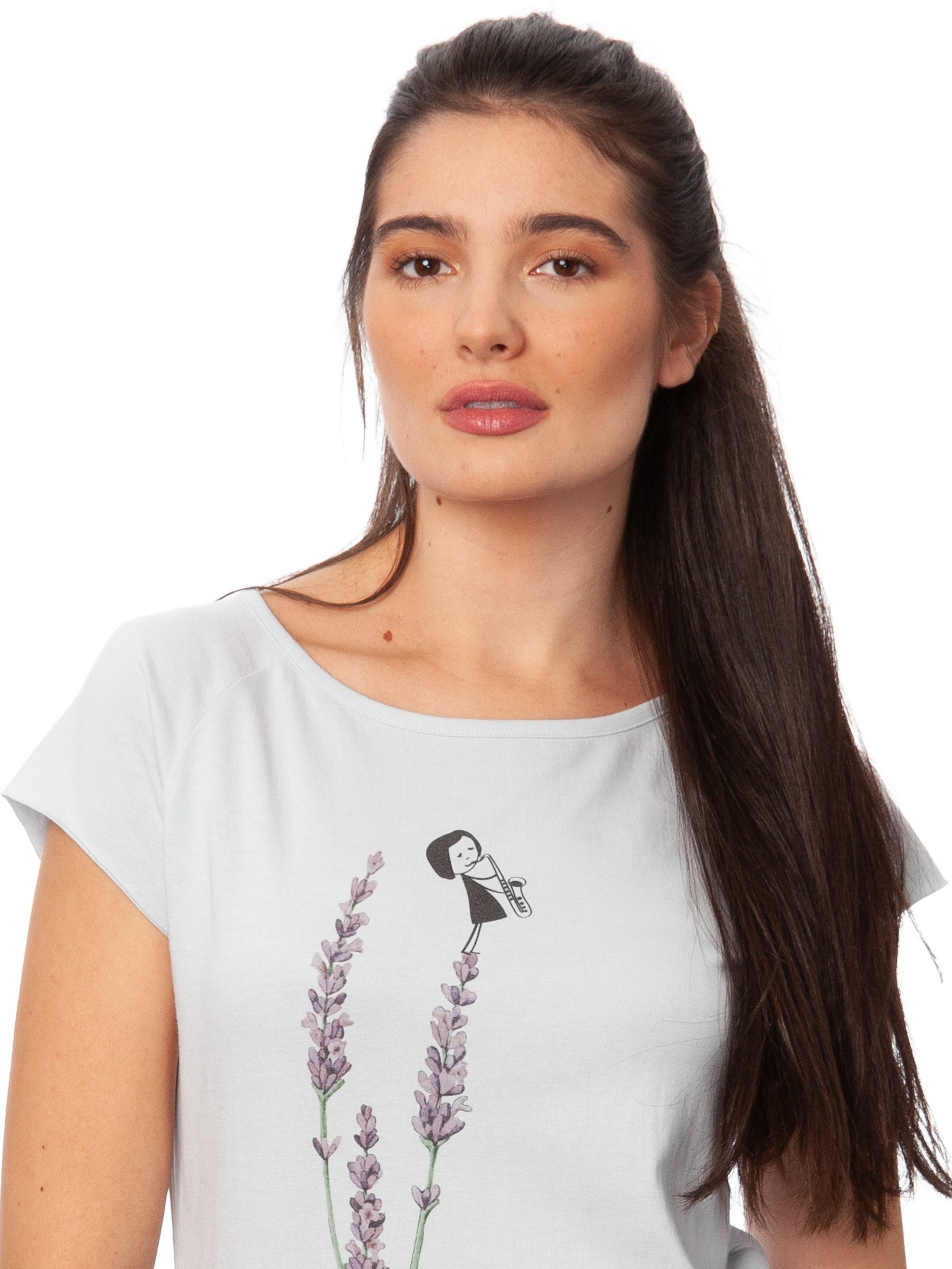 Saxofonmädchen Cap Sleeve sky blue