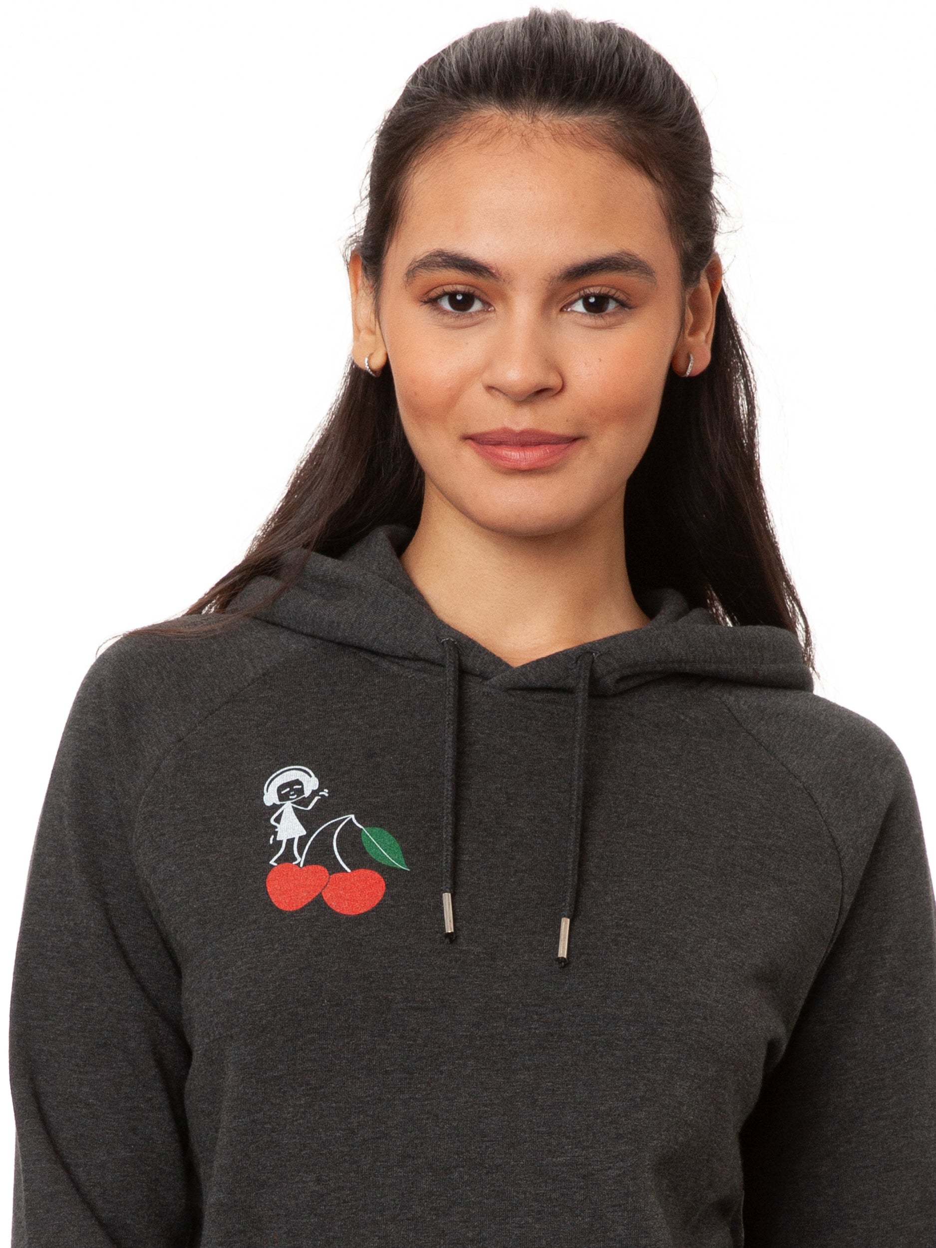 Cherry Dance Girl Hoodie dark heather grey