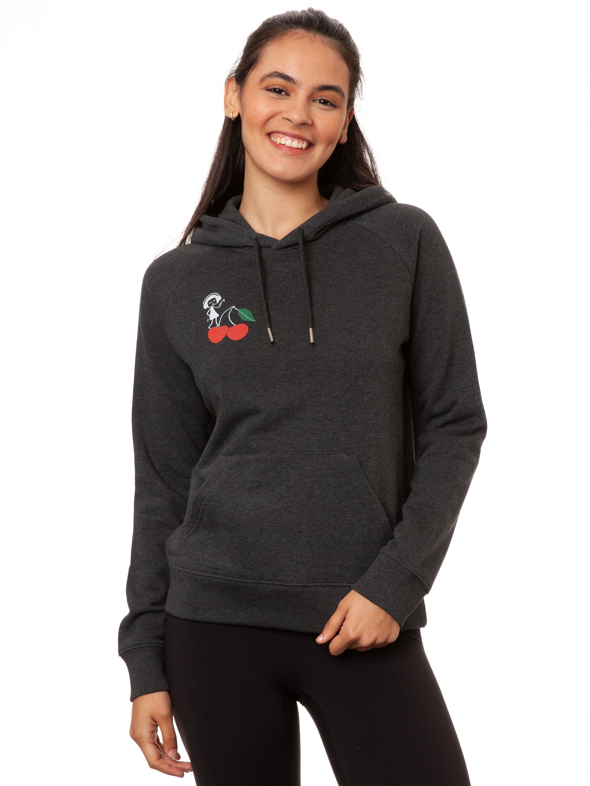 Cherry Dance Girl Hoodie dark heather grey