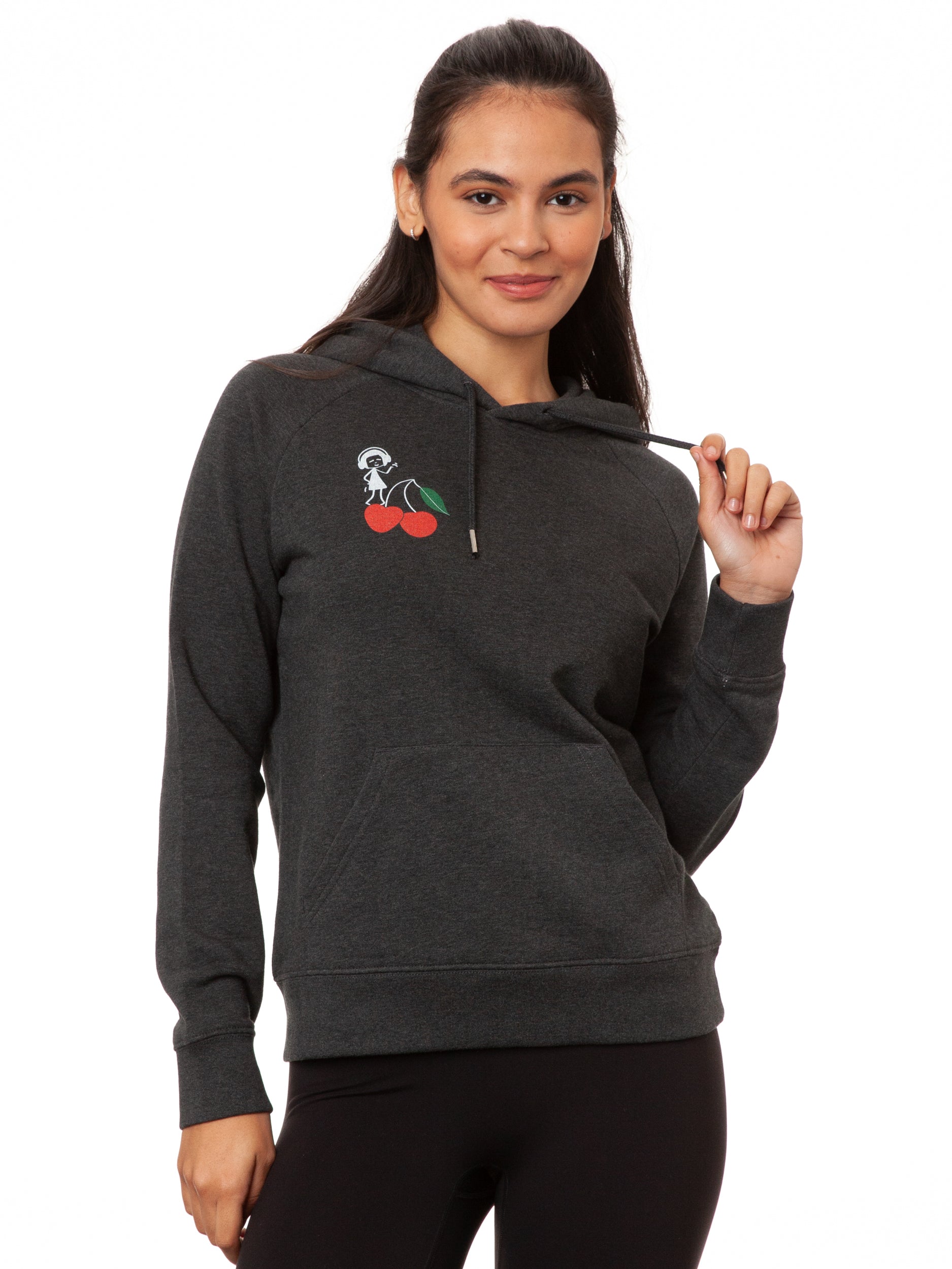 Cherry Dance Girl Hoodie dark heather grey