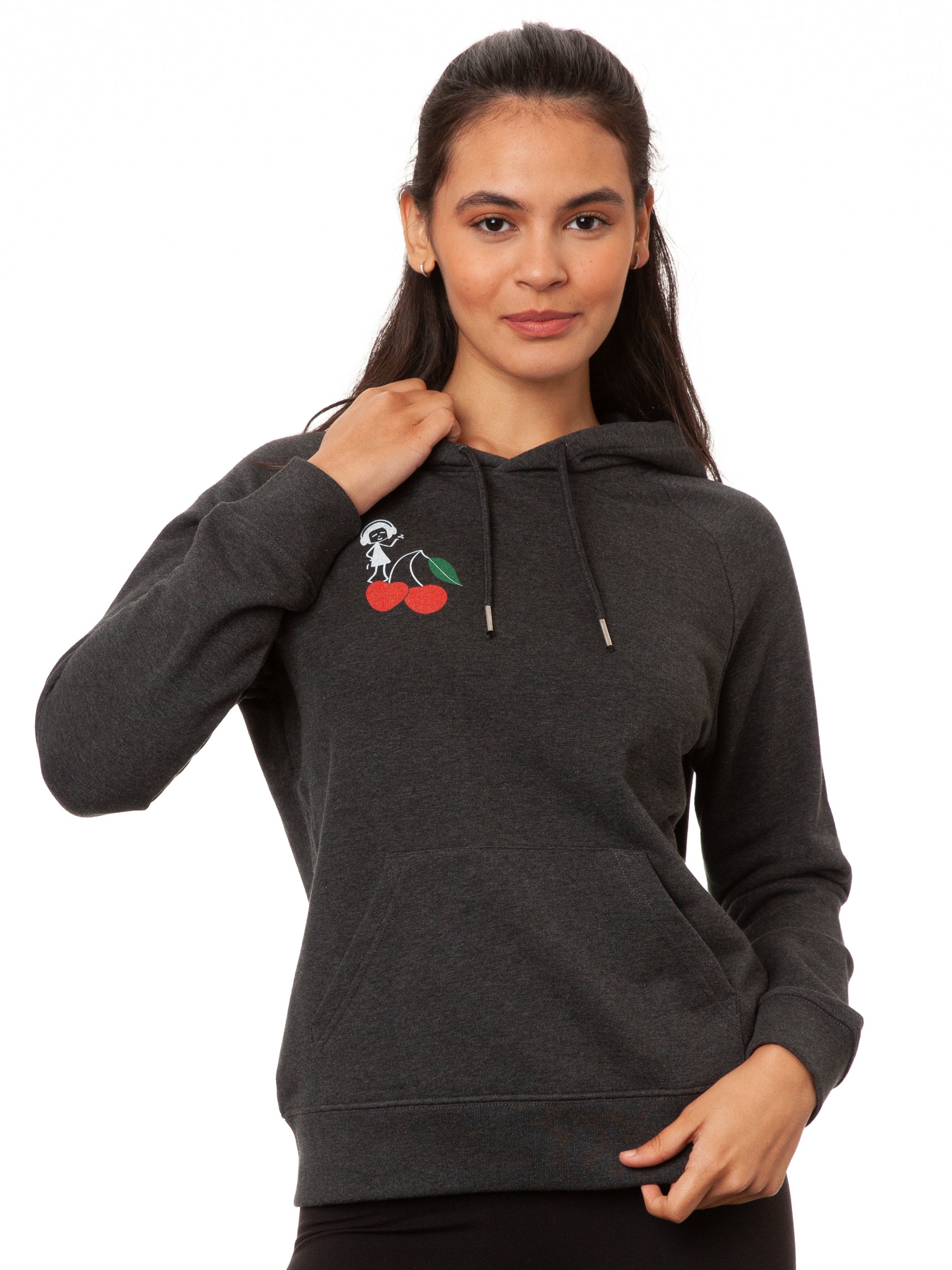Cherry Dance Girl Hoodie dark heather grey
