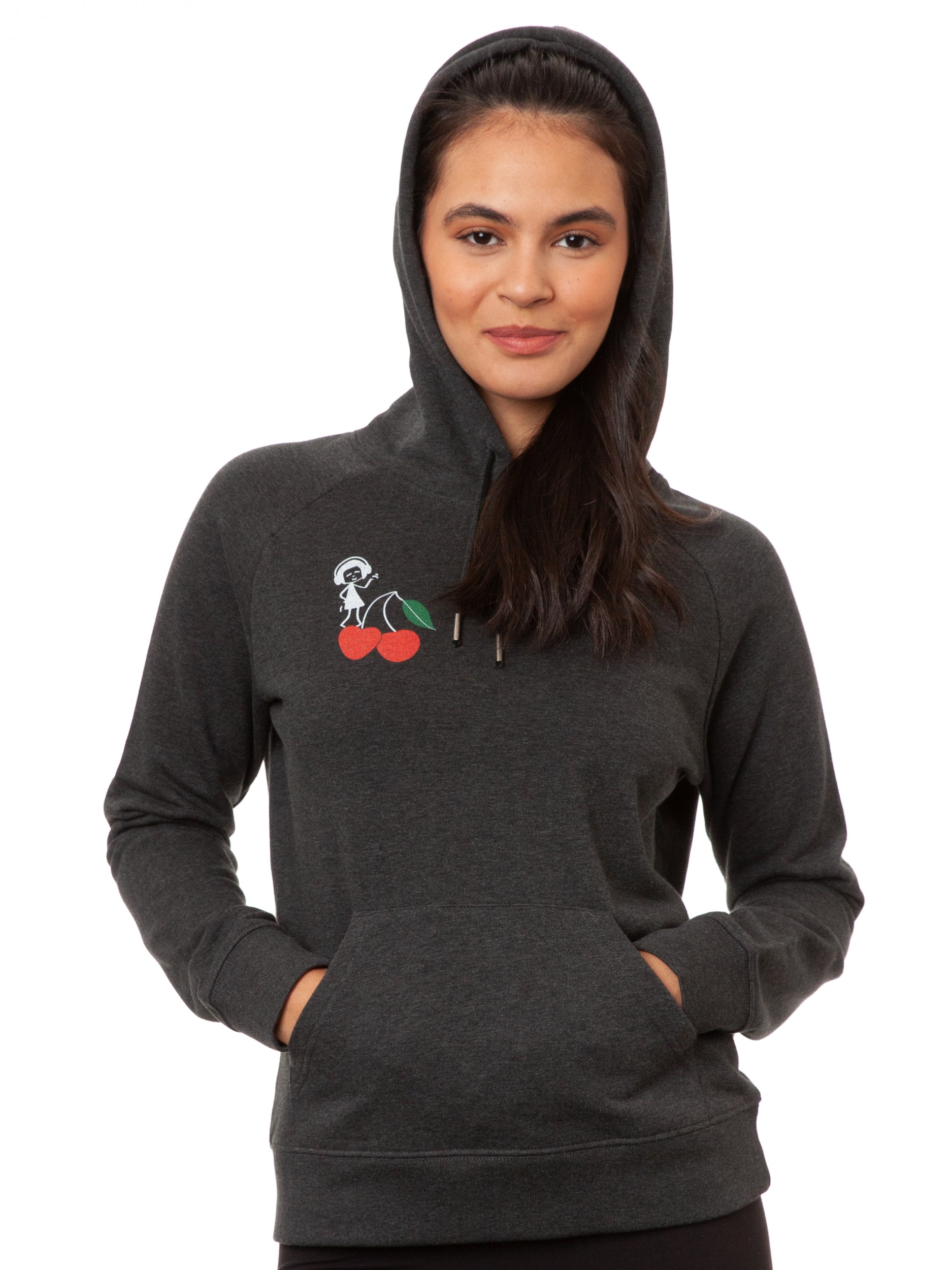 Cherry Dance Girl Hoodie dark heather grey