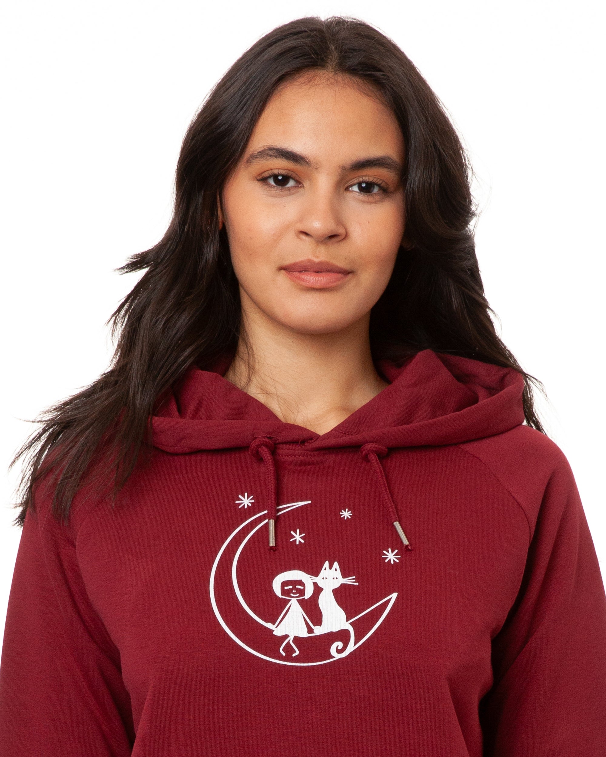 Moon Cat Hoodie burgundy