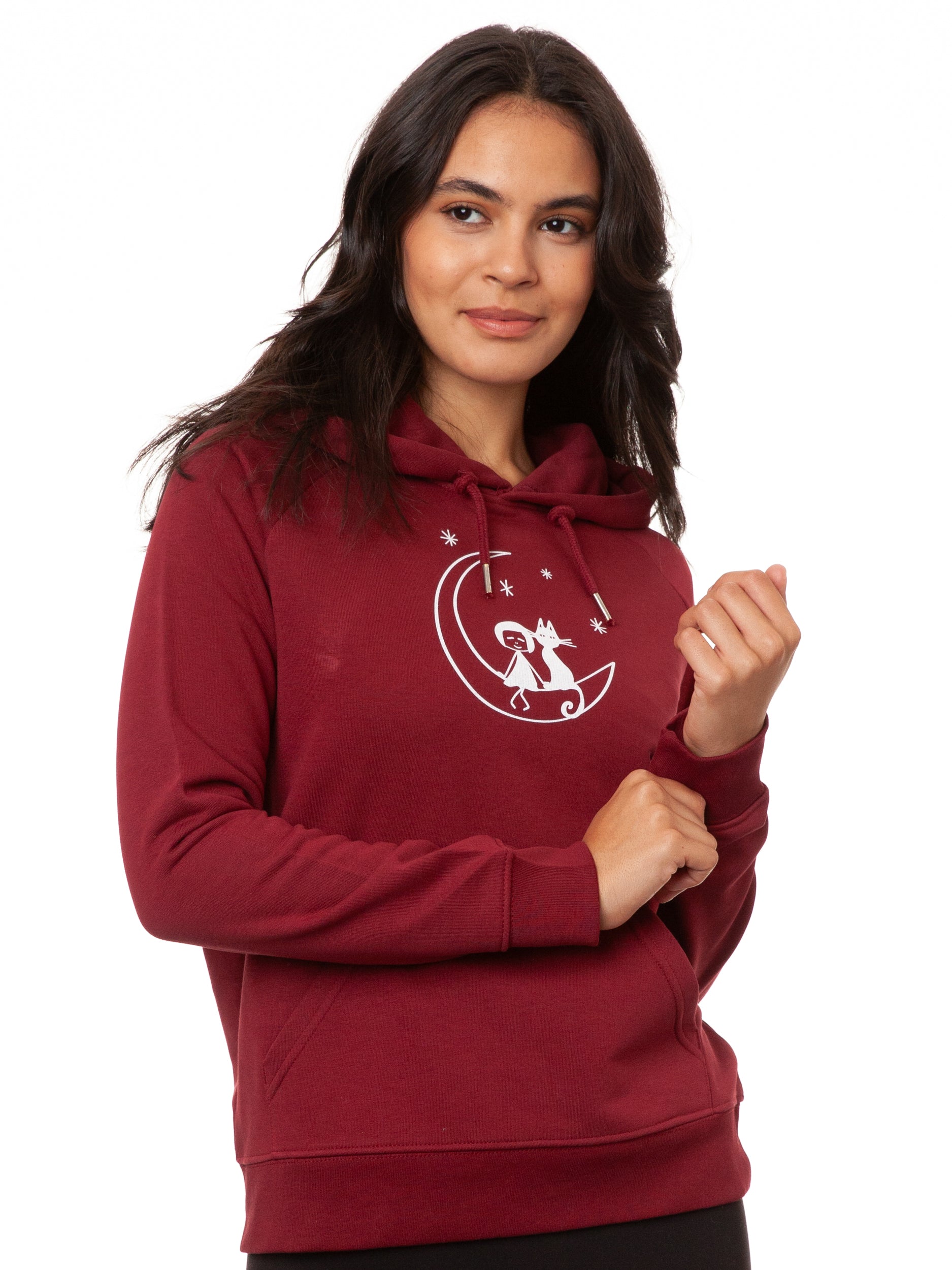 Moon Cat Hoodie burgundy