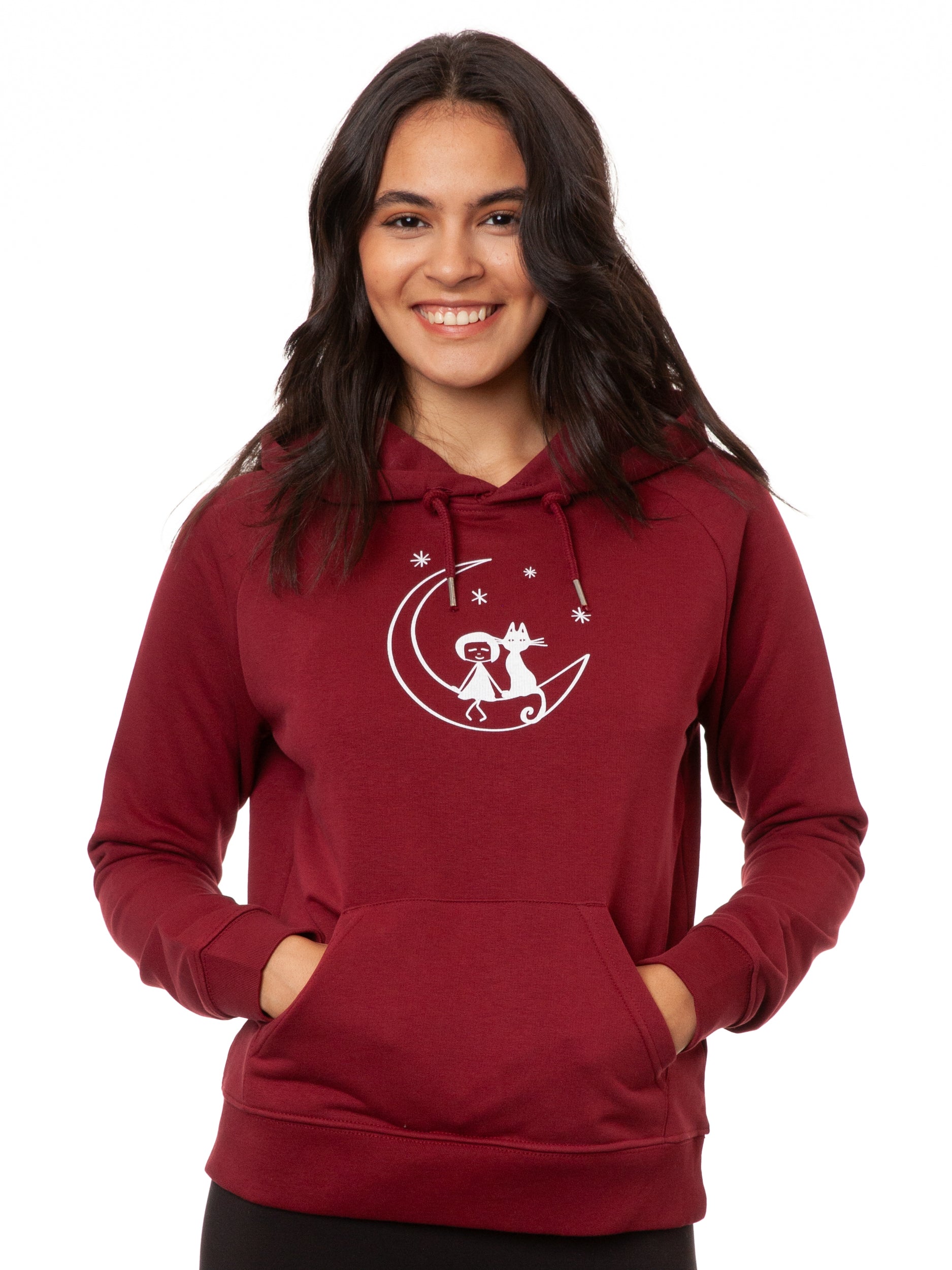 Moon Cat Hoodie burgundy