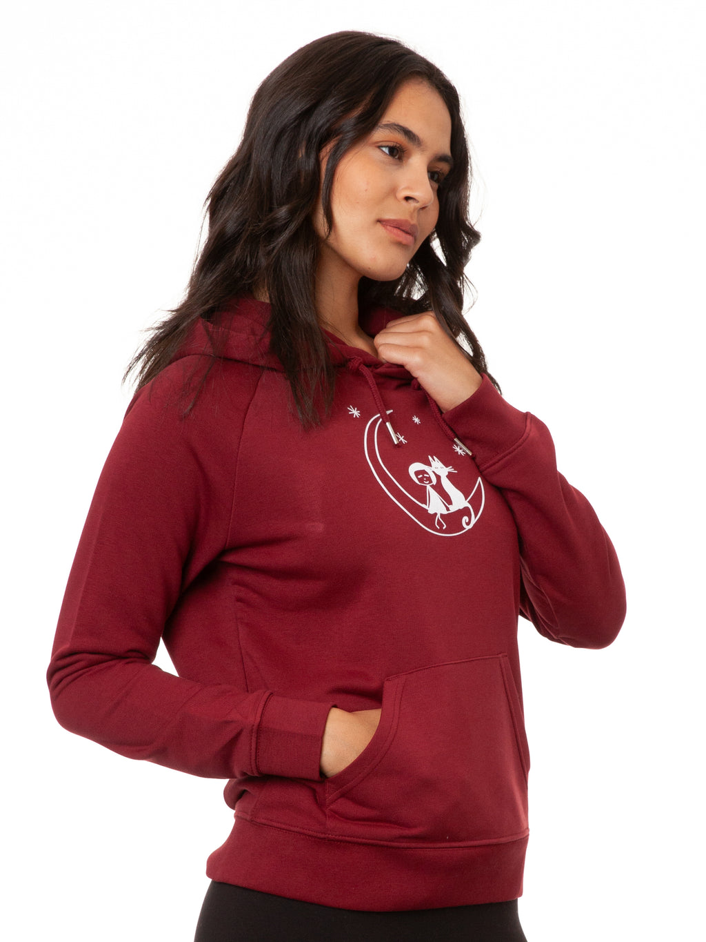 Moon Cat Hoodie burgundy