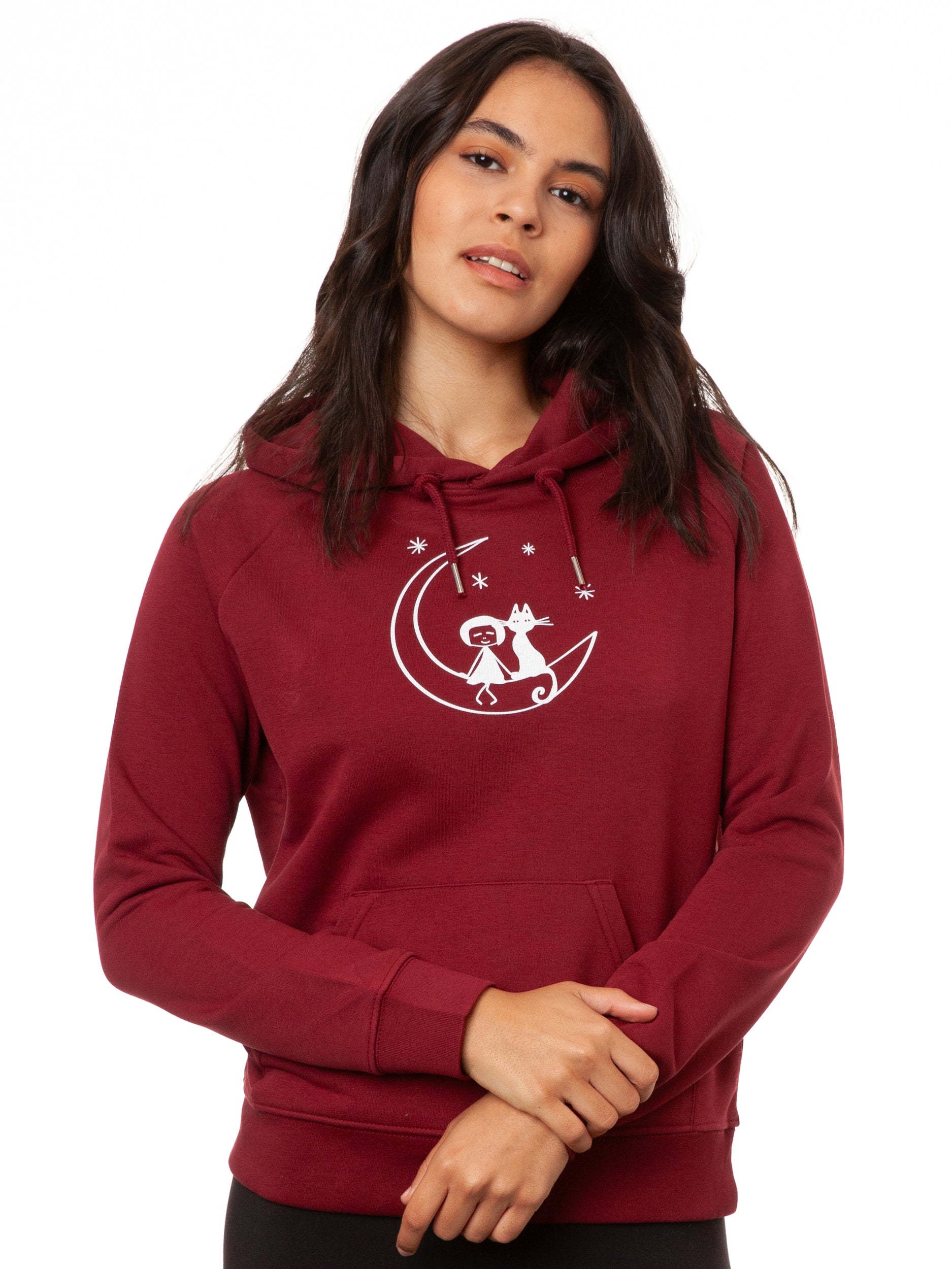 Moon Cat Hoodie burgundy