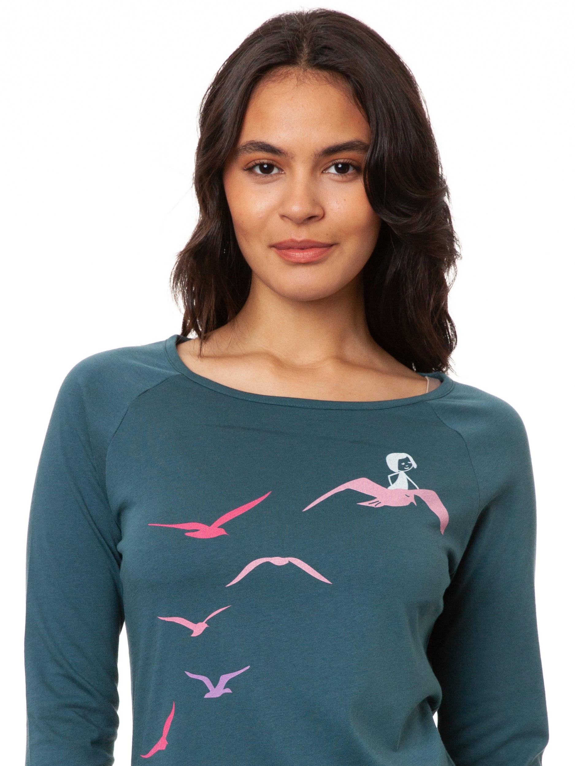Raglan Longsleeve Möwenflug atlantic teal