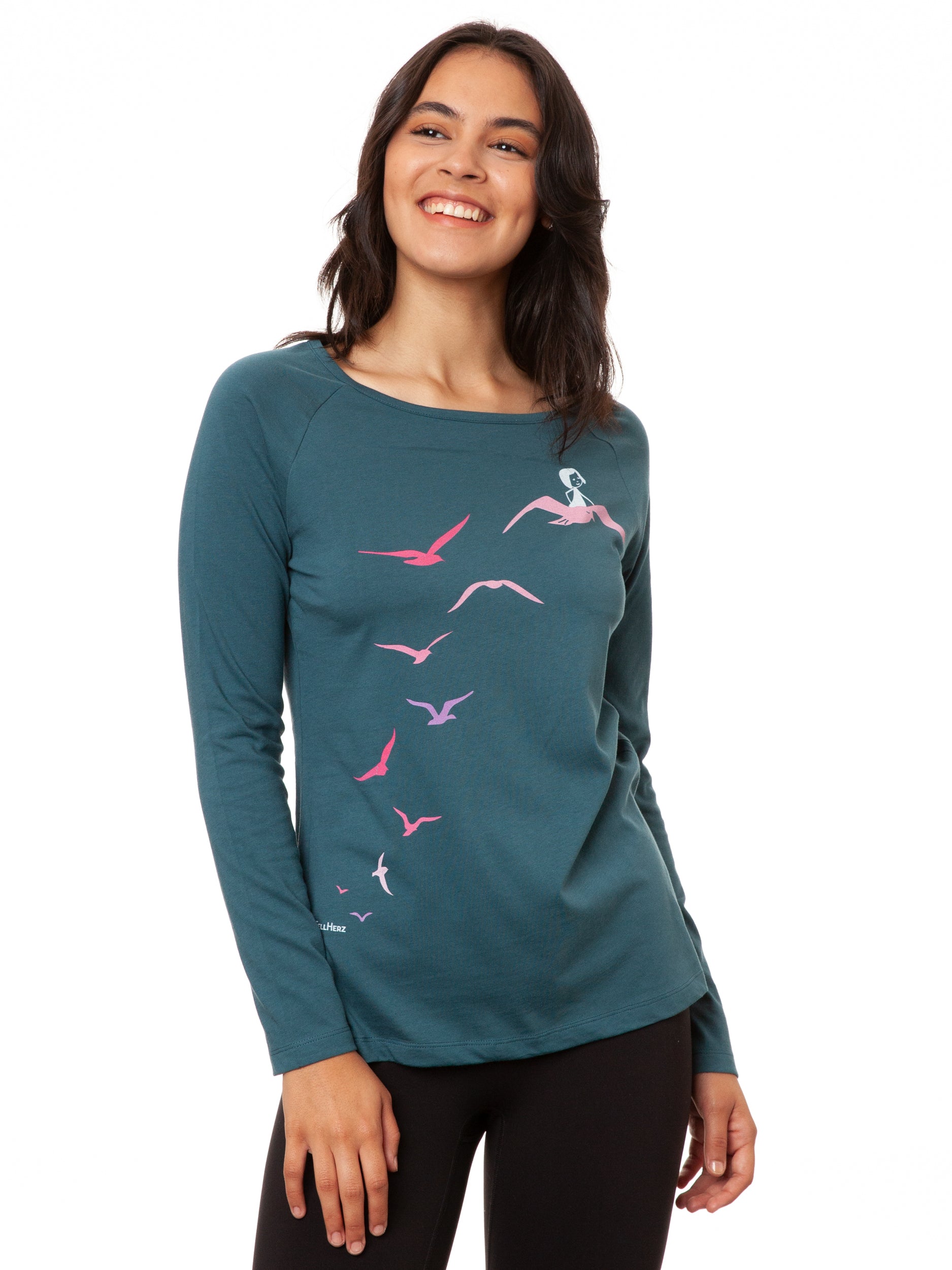 Raglan Longsleeve Möwenflug atlantic teal