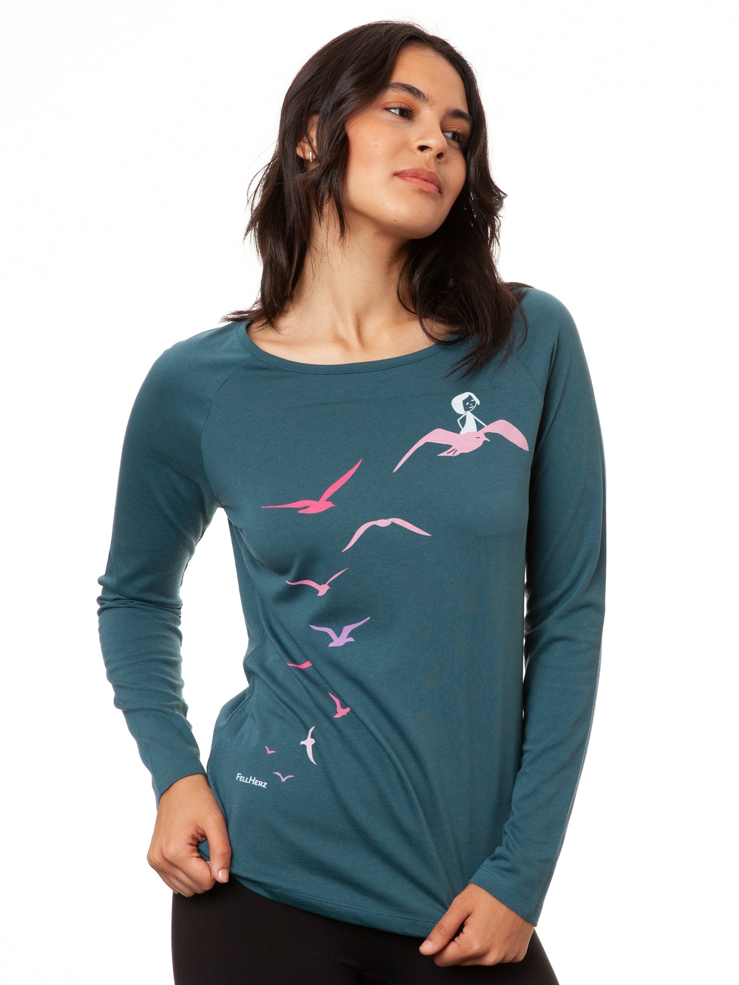 Raglan Longsleeve Möwenflug atlantic teal