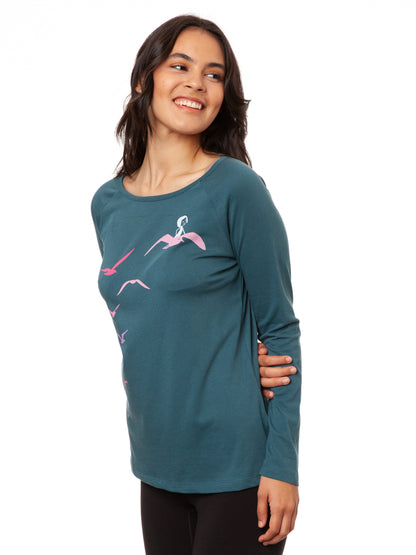 Raglan Longsleeve Möwenflug atlantic teal
