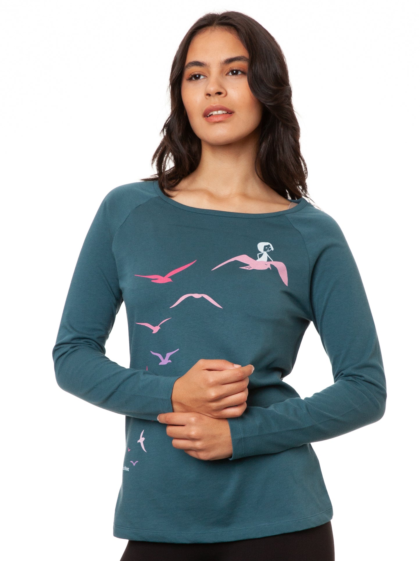 Raglan Longsleeve Möwenflug atlantic teal