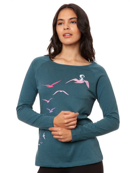 Raglan Longsleeve Möwenflug atlantic teal