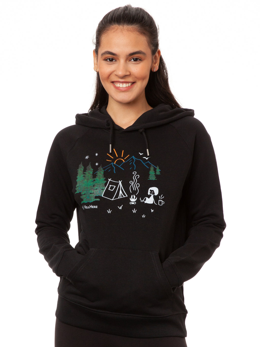 Camping Girl Hoodie black