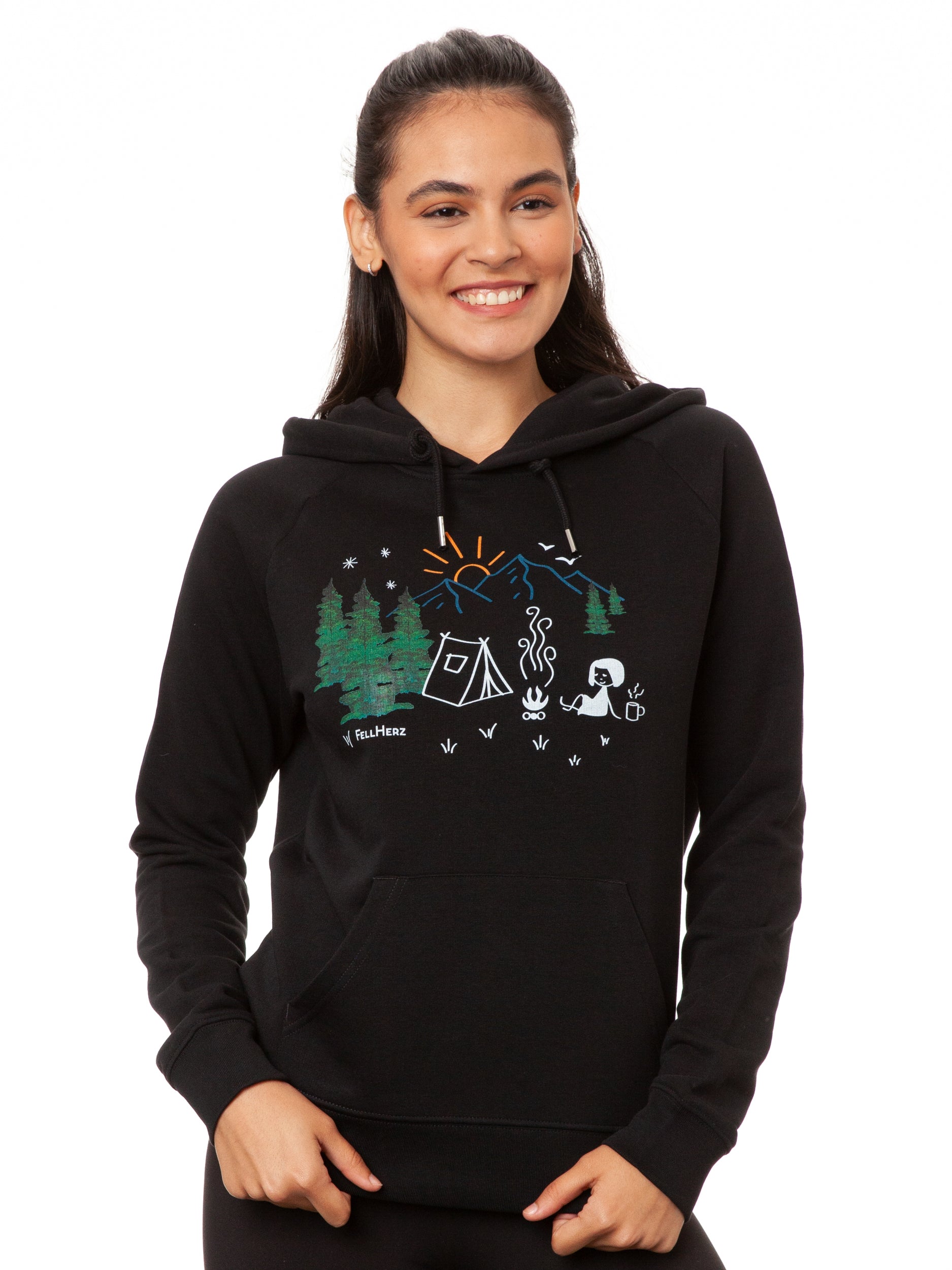 Camping Girl Hoodie black