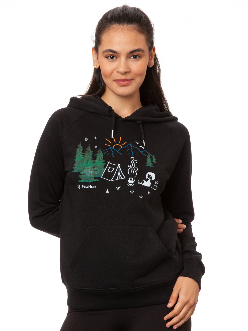 Camping Girl Hoodie black