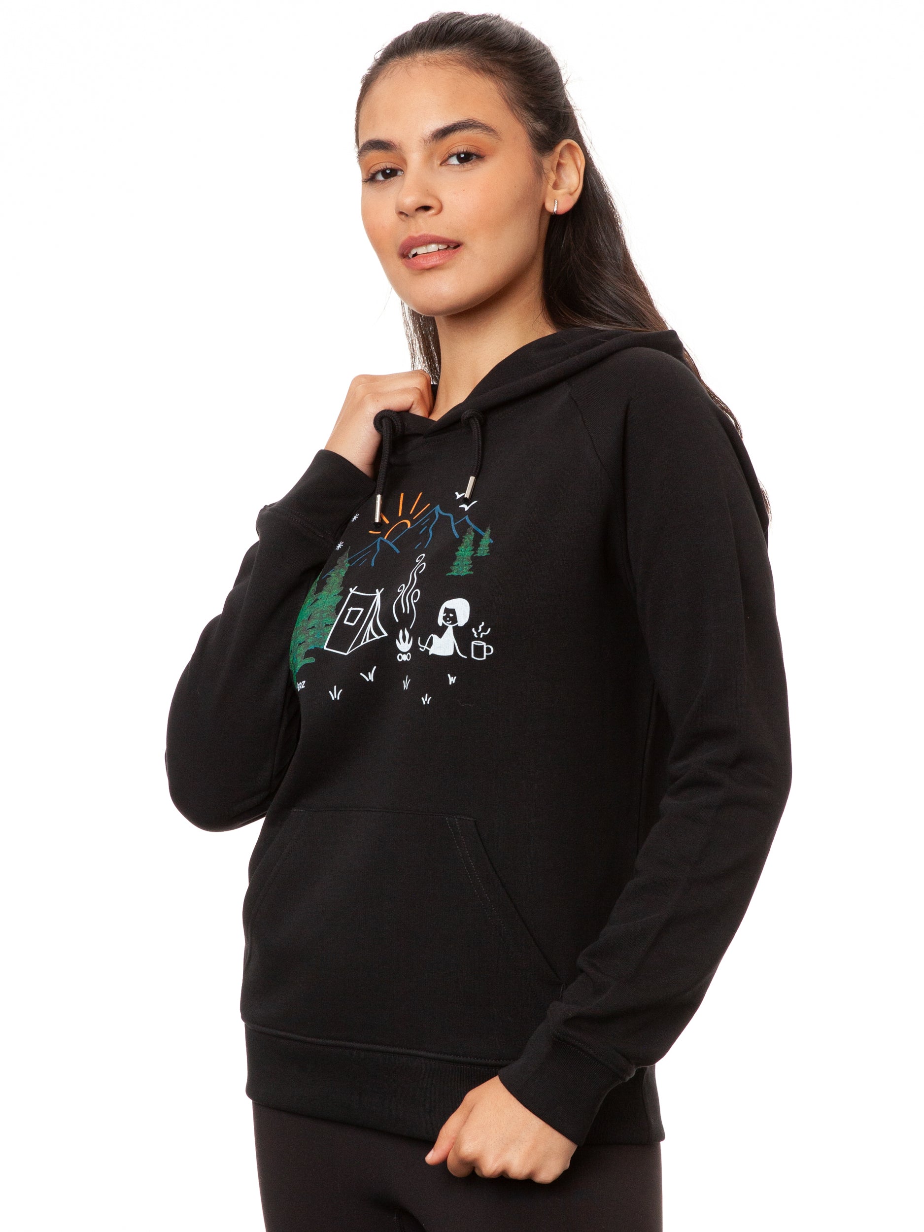 Camping Girl Hoodie black