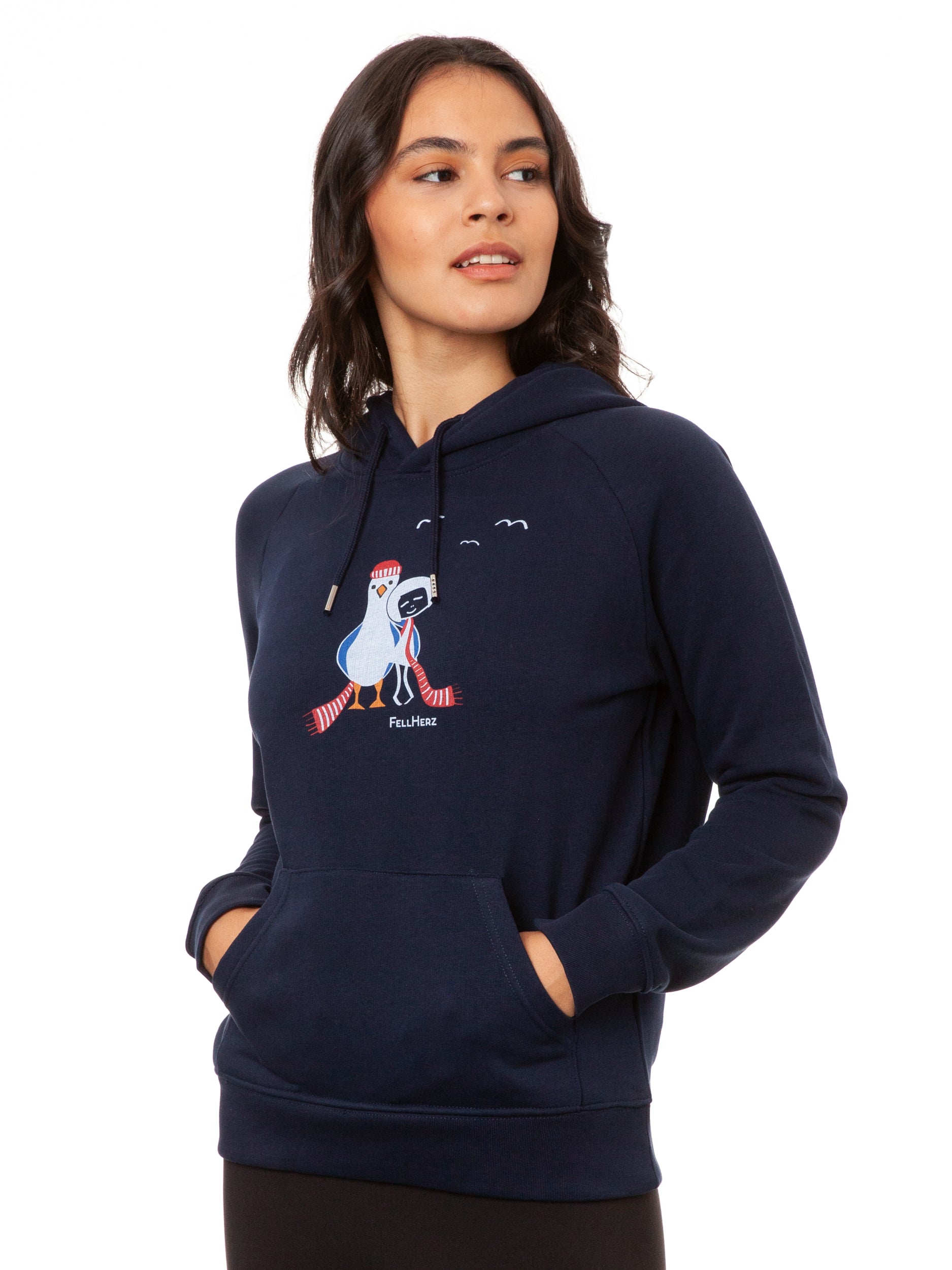 Möwen-Liebe Hoodie navy