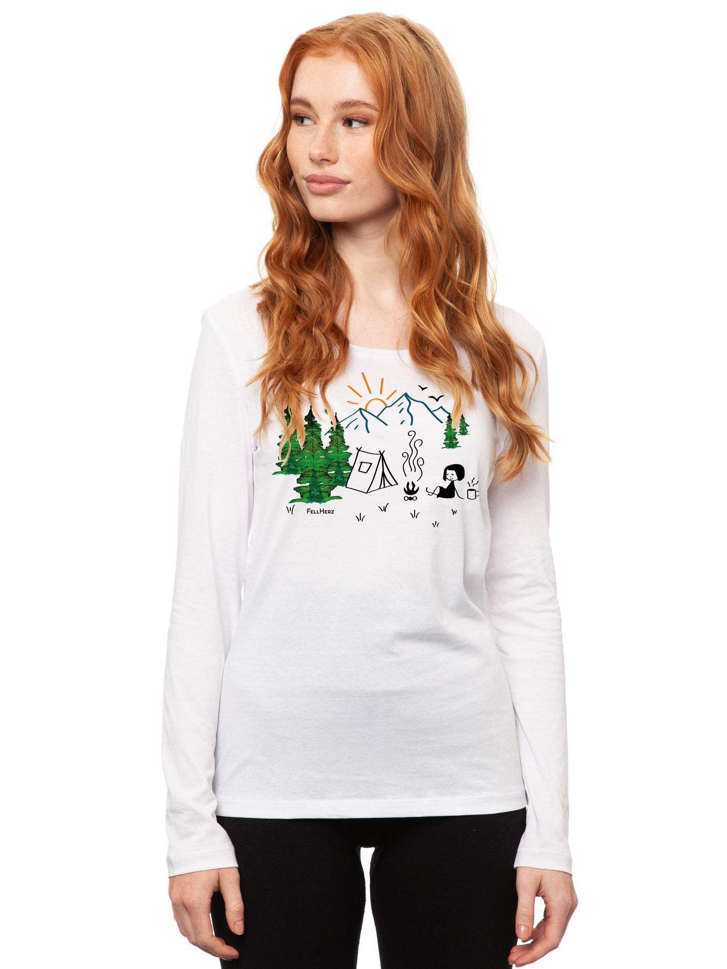 Camping Girl Longsleeve white