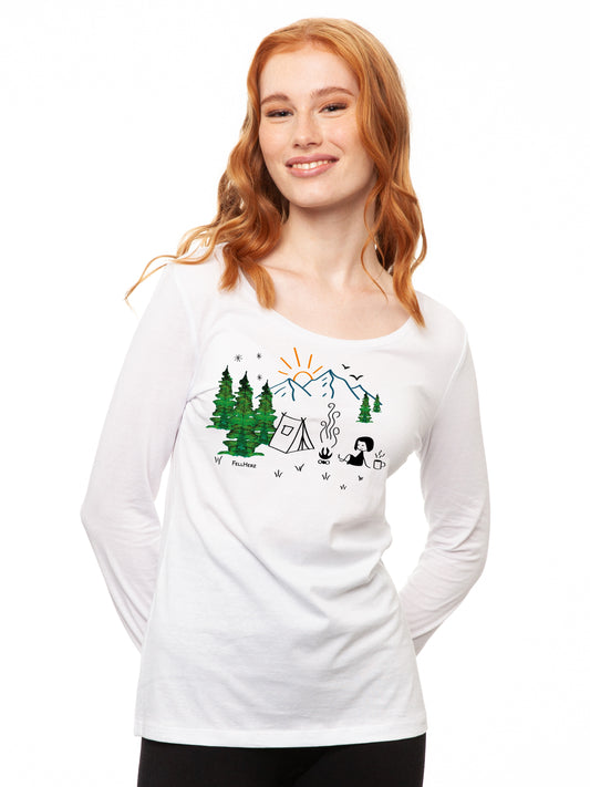 Camping Girl Longsleeve white